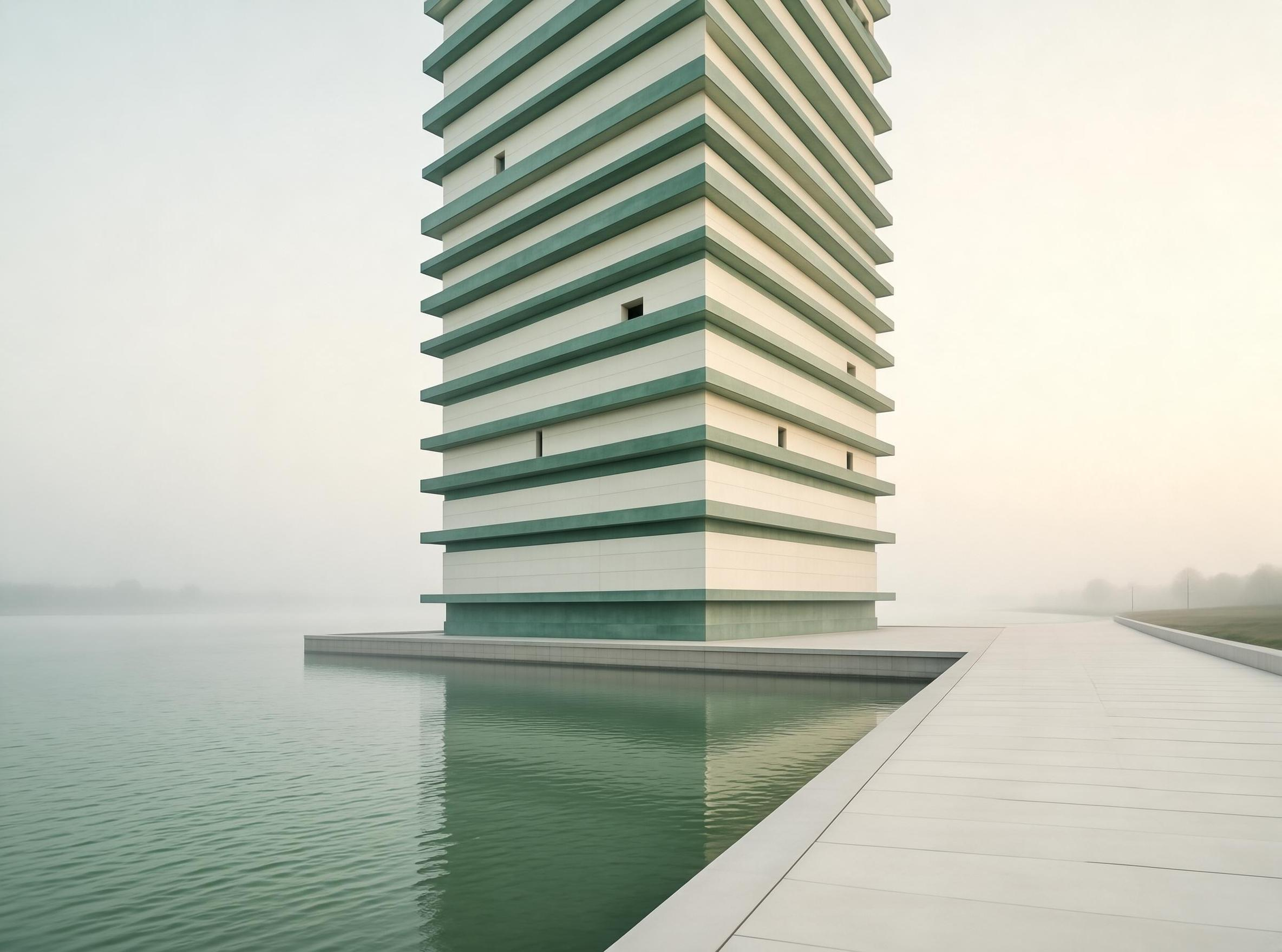 Modern Tower by Water