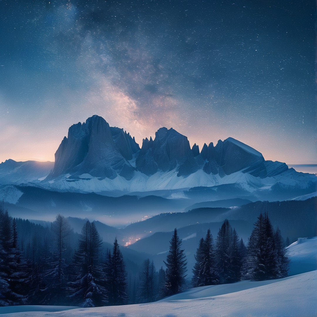 Milky Way Above Snowy Peaks