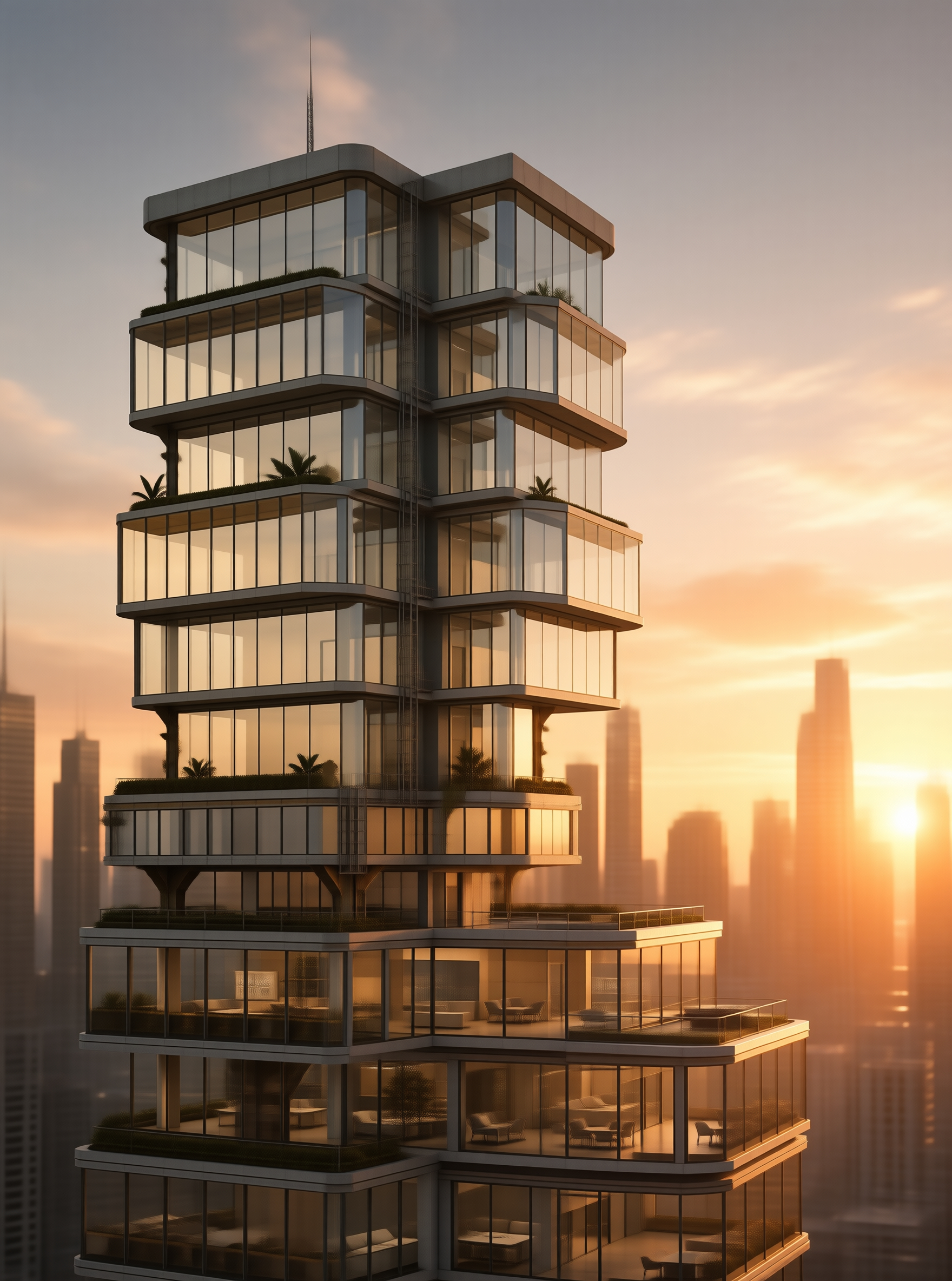 Glass Skyscraper at Sunset