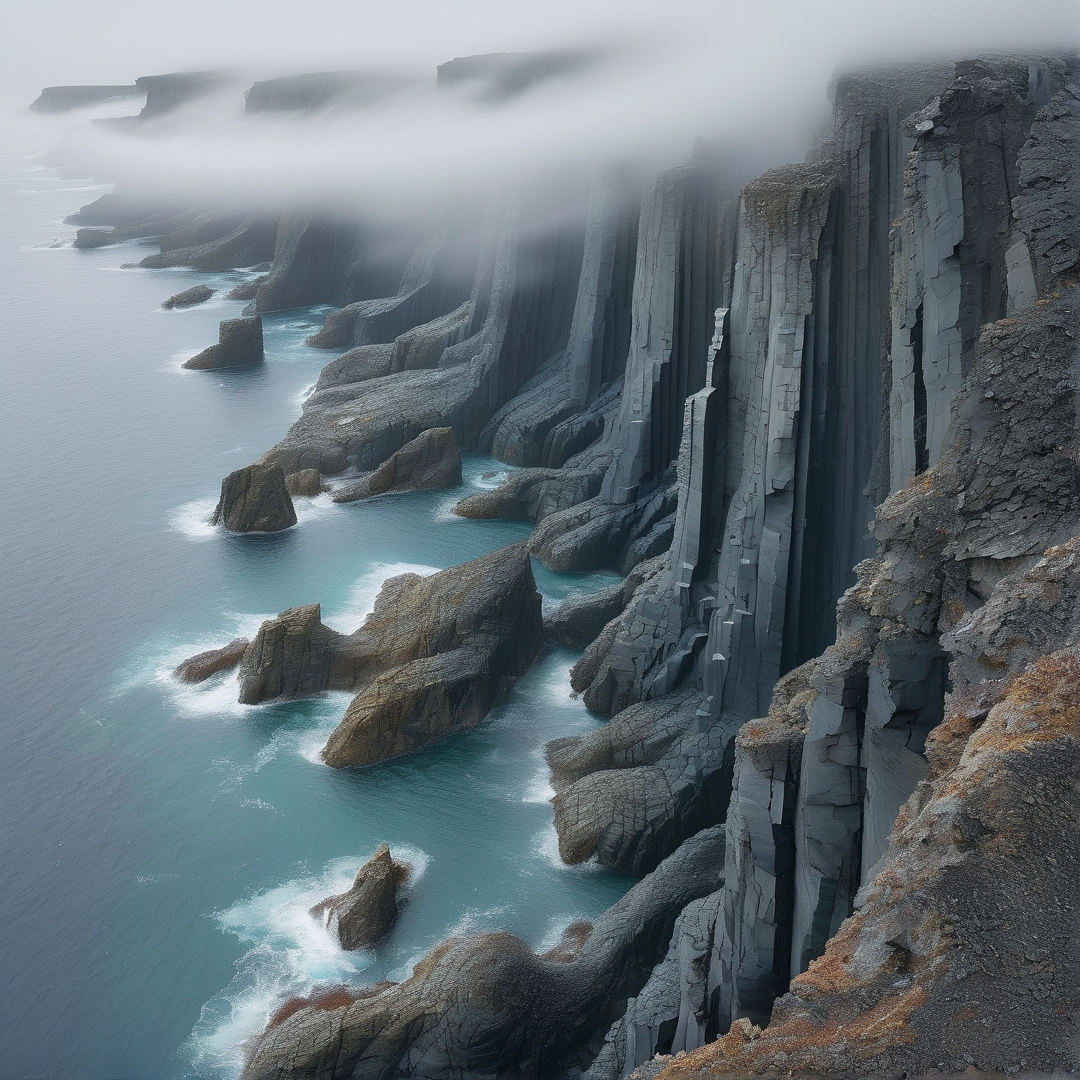 Misty Coastal Cliffs