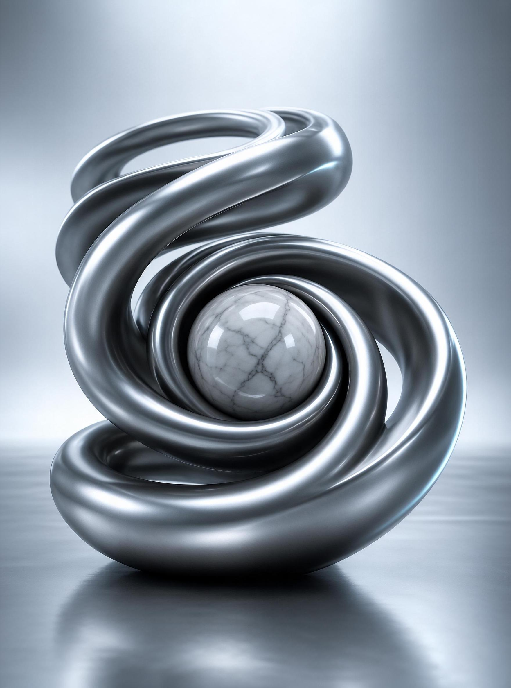 Metallic Spiral with Marble Sphere
