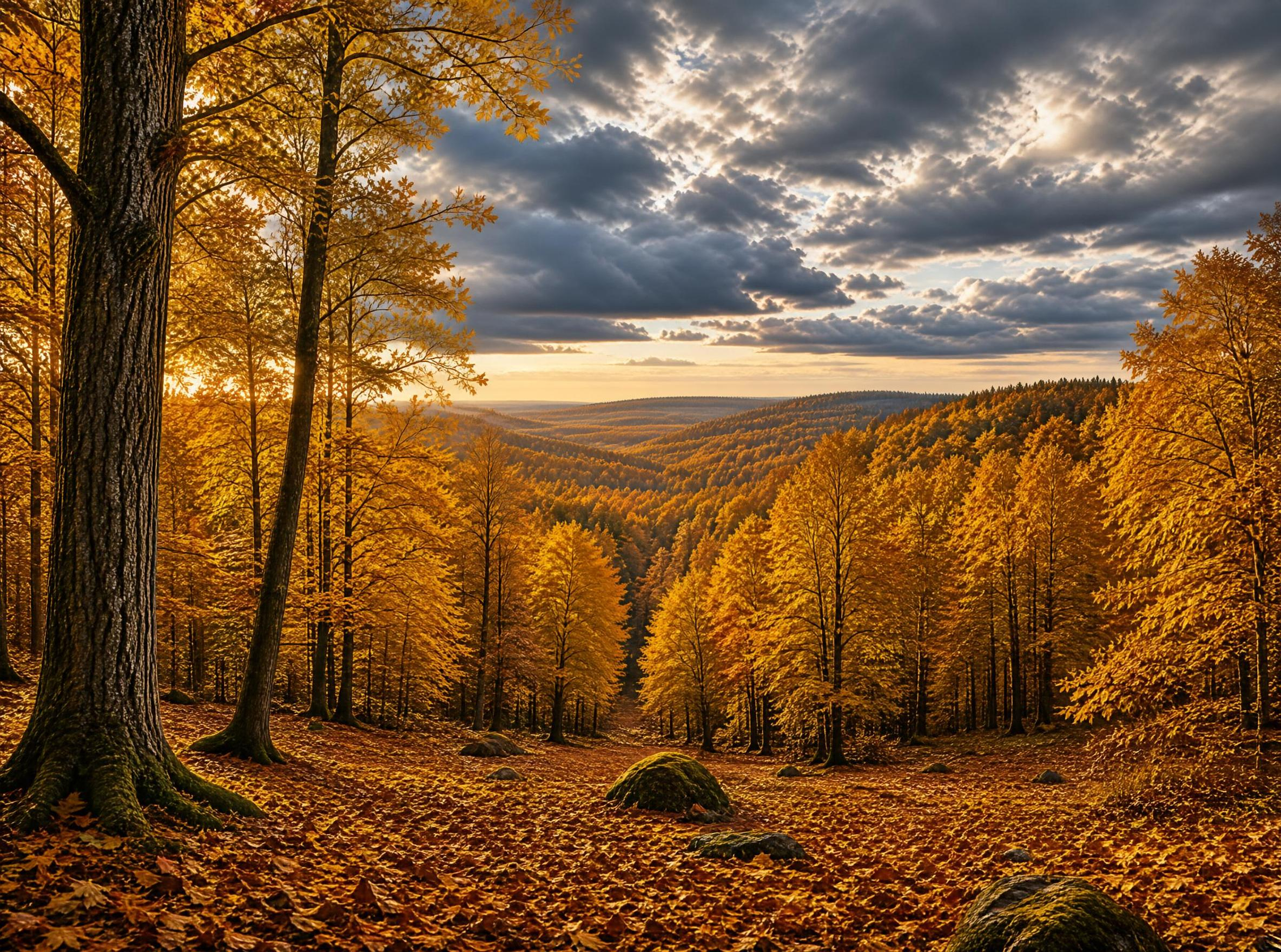 Autumn Forest at Sunset