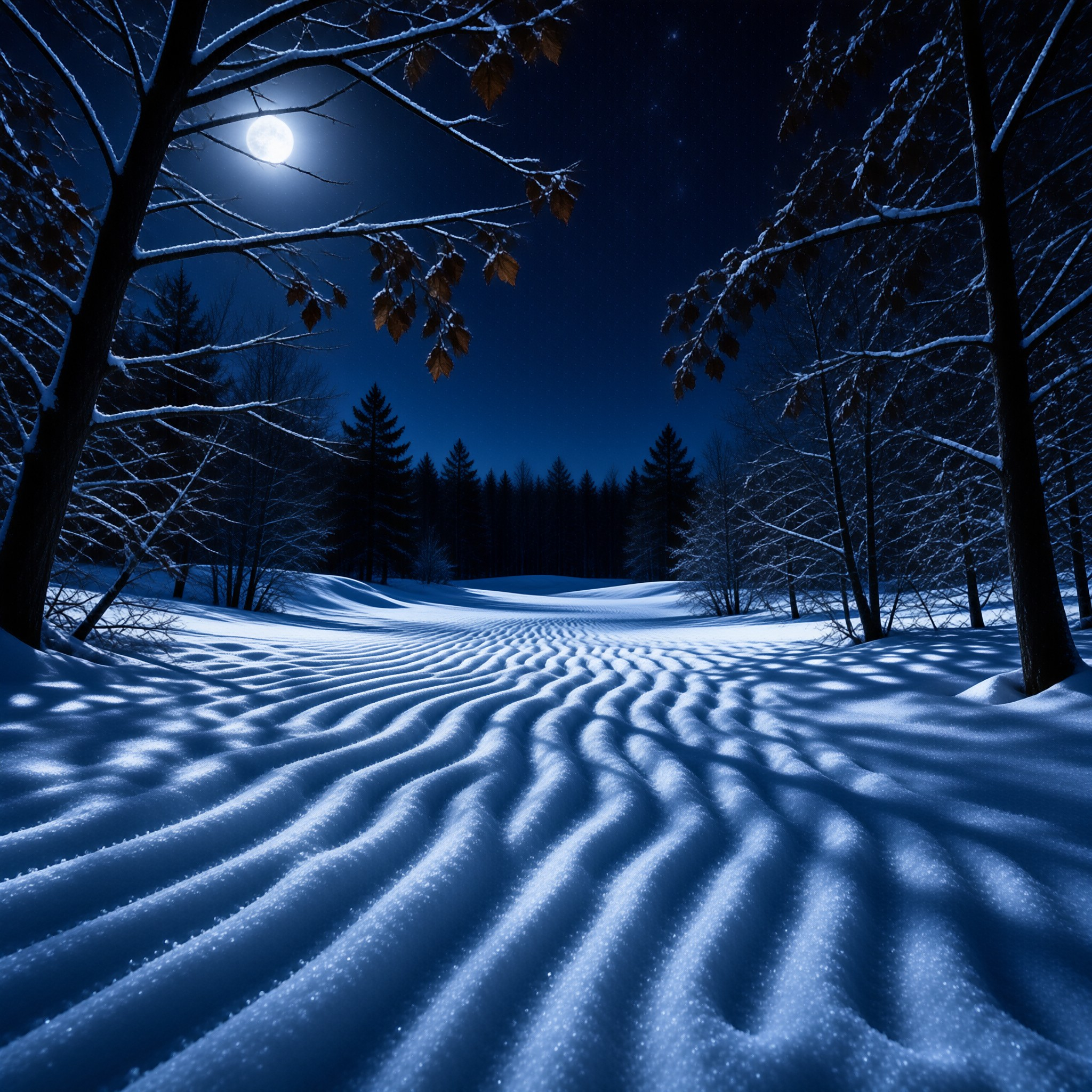 Moonlit Winter Forest