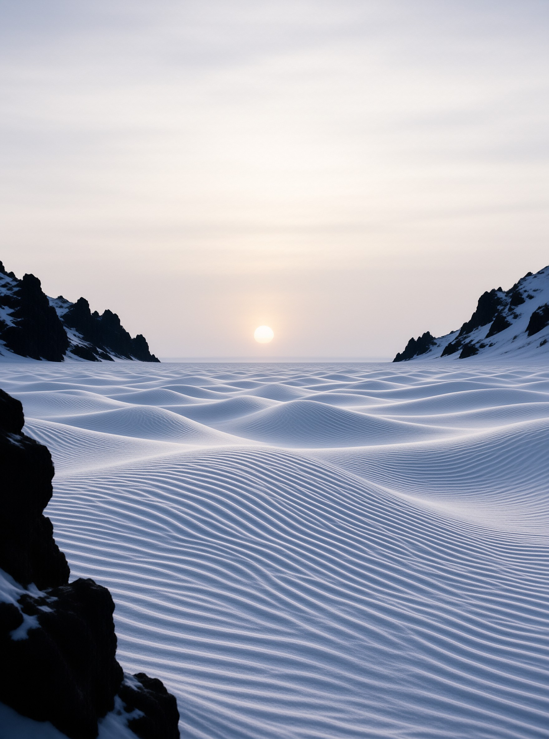 Frozen Snow Dunes at Sunrise