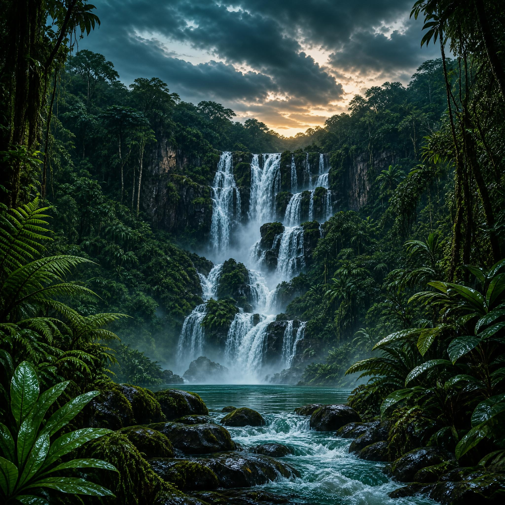 Tropical Rainforest Waterfall