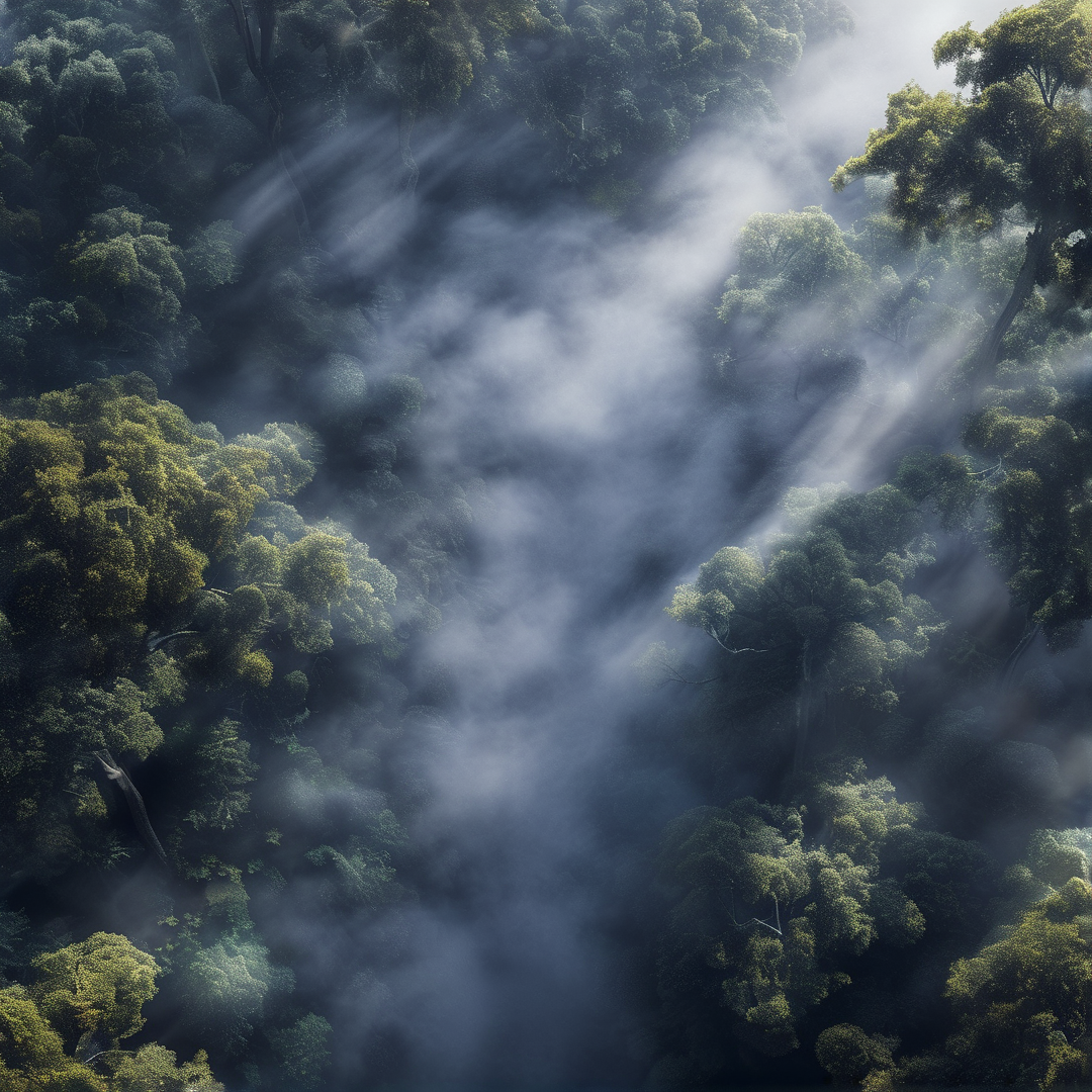 Misty Forest Sunlight
