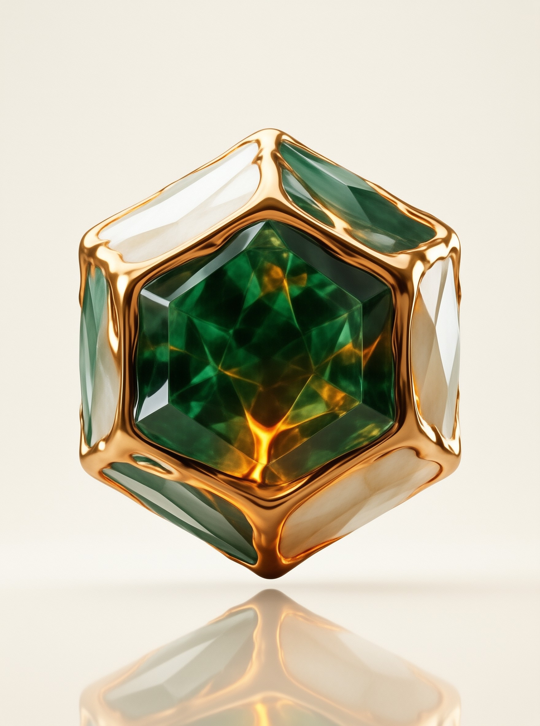 Geometric Gold Gem Cube