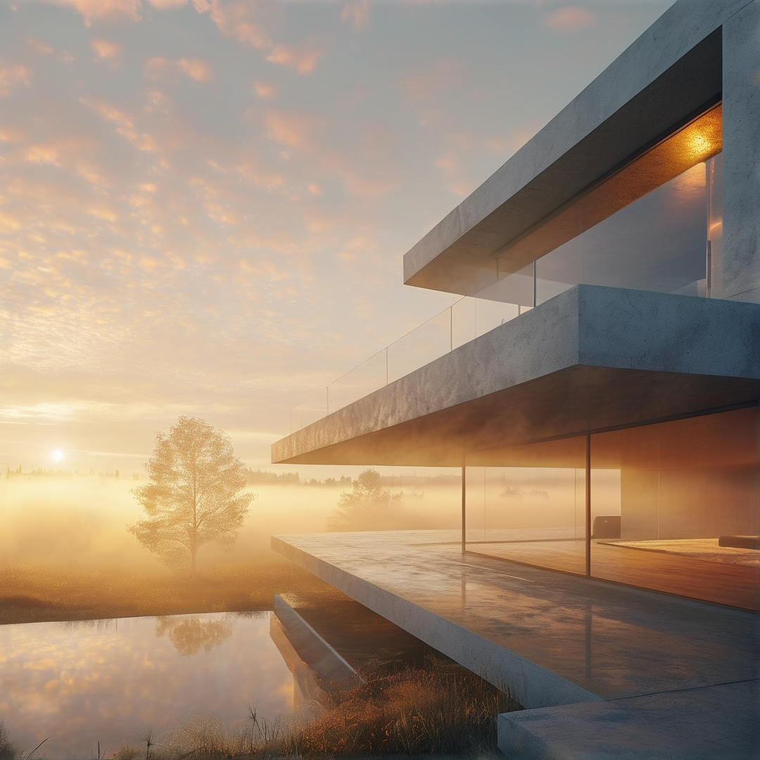 Modern Villa at Sunrise