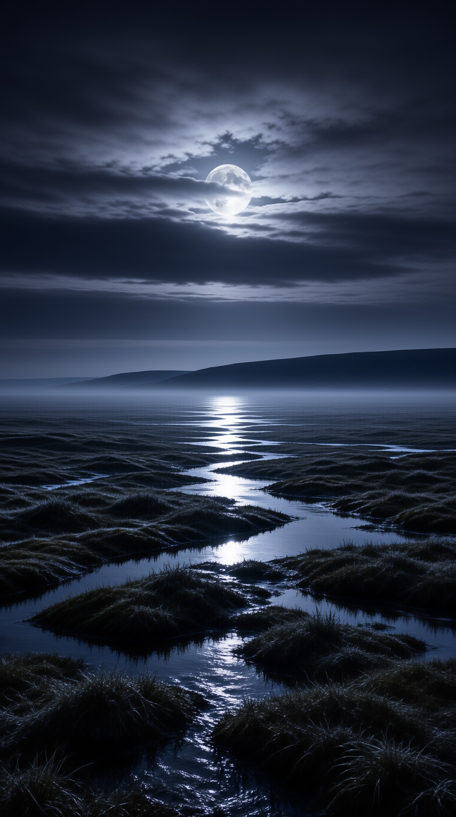 Moonlit River Reflection