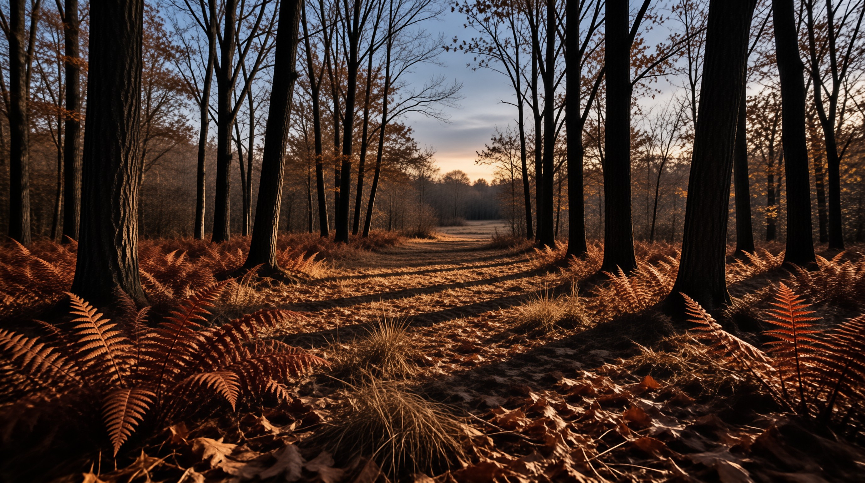 Autumn Forest Path at Sunset