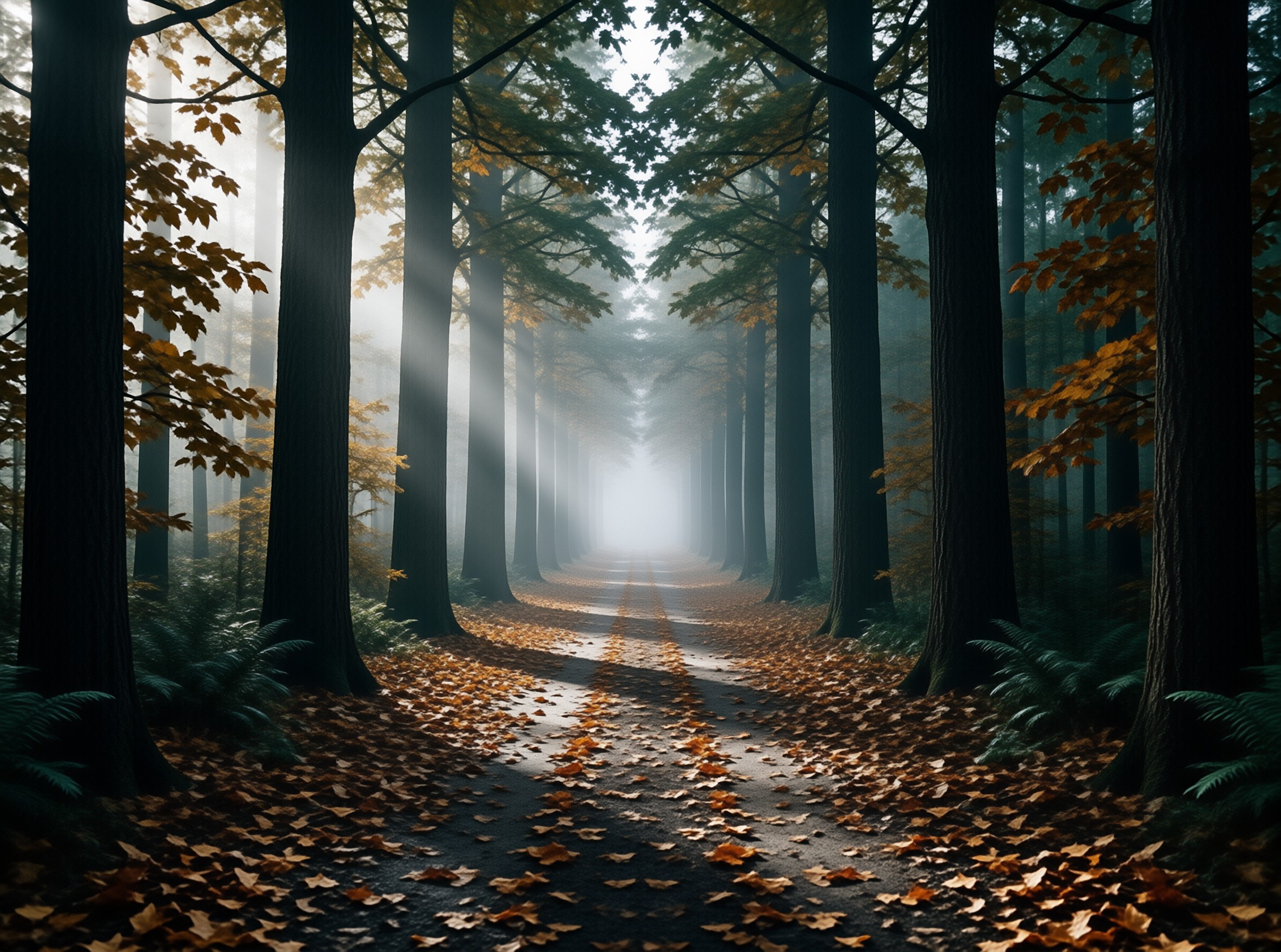 Misty Autumn Forest Path