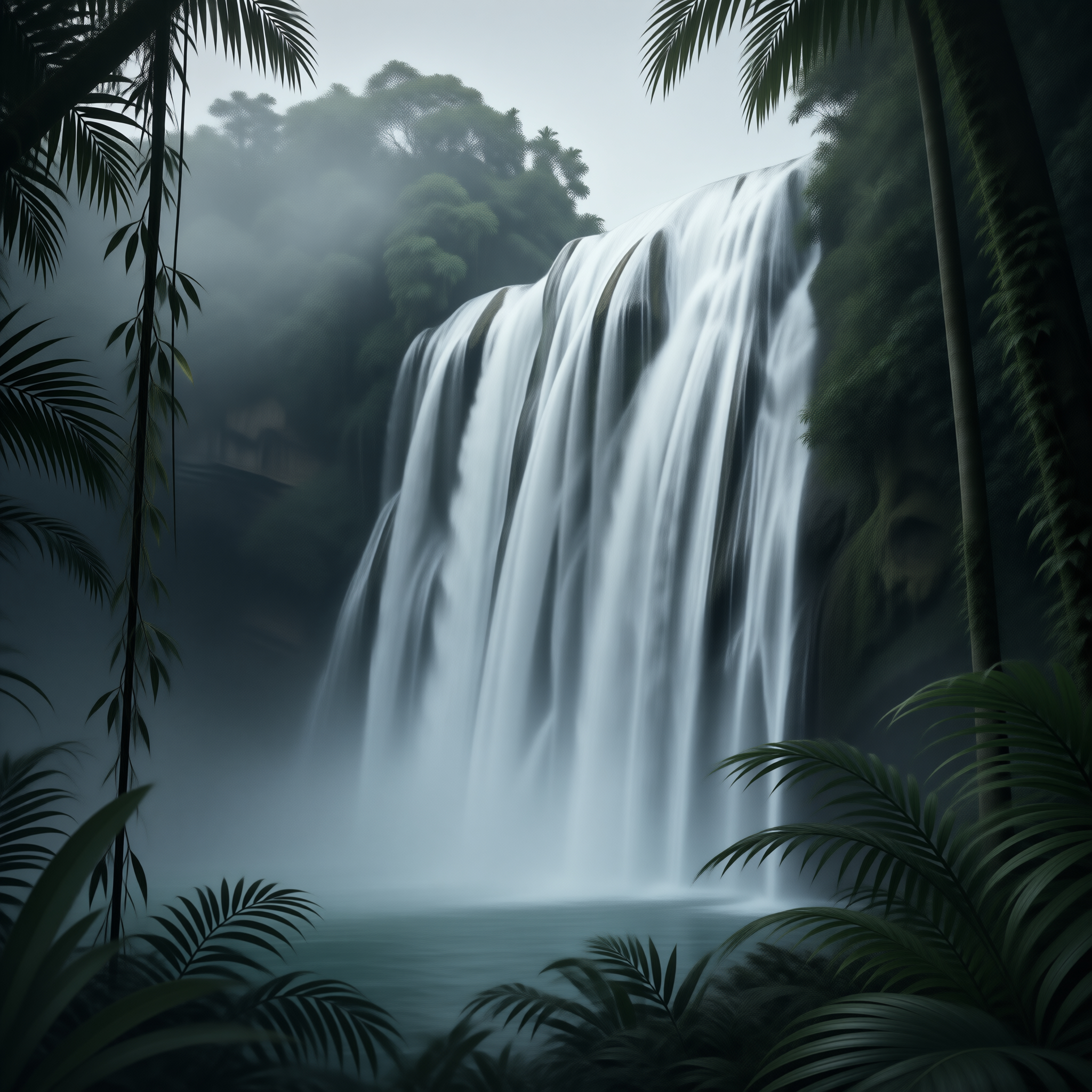 Misty Jungle Waterfall