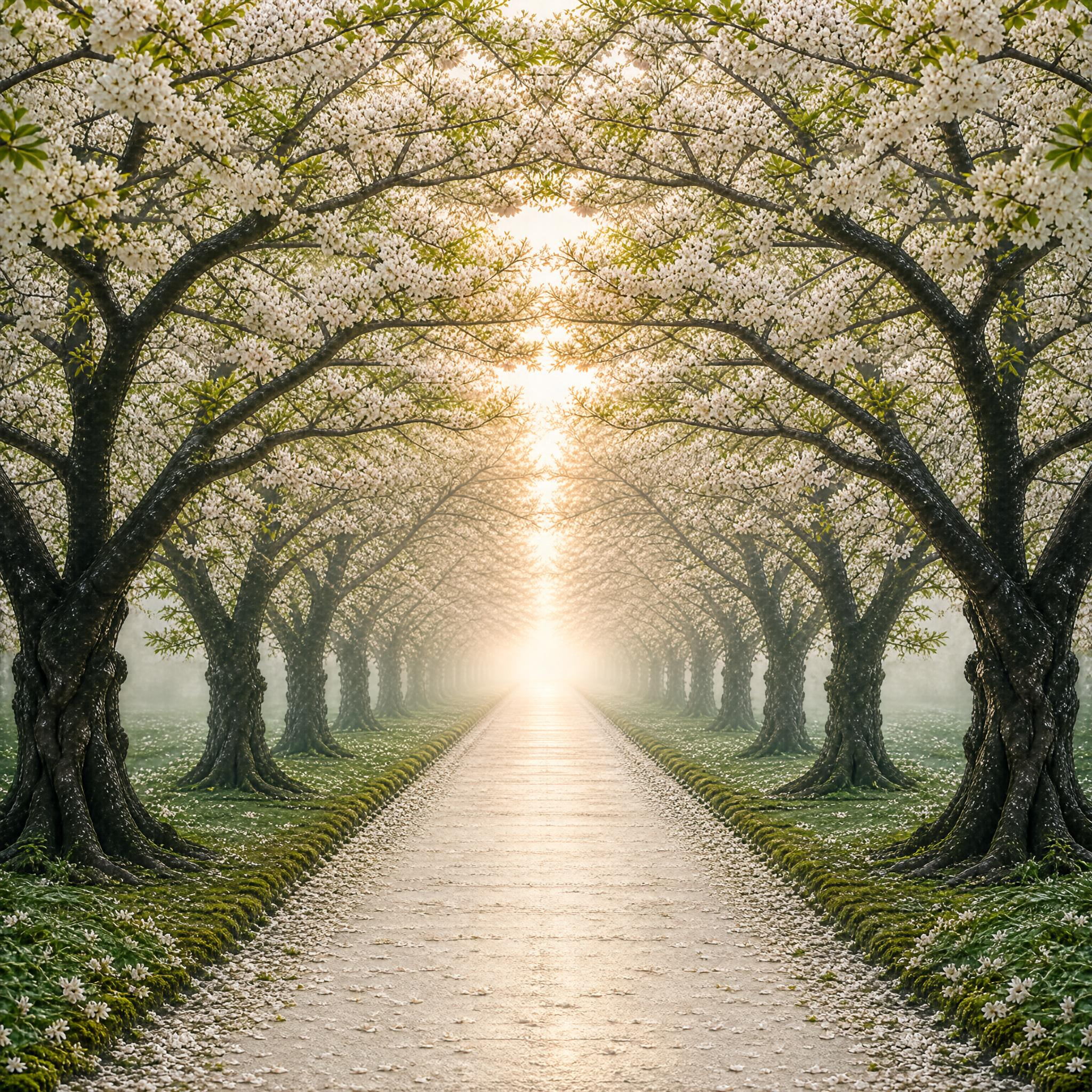 Sunlit Blossom Tunnel