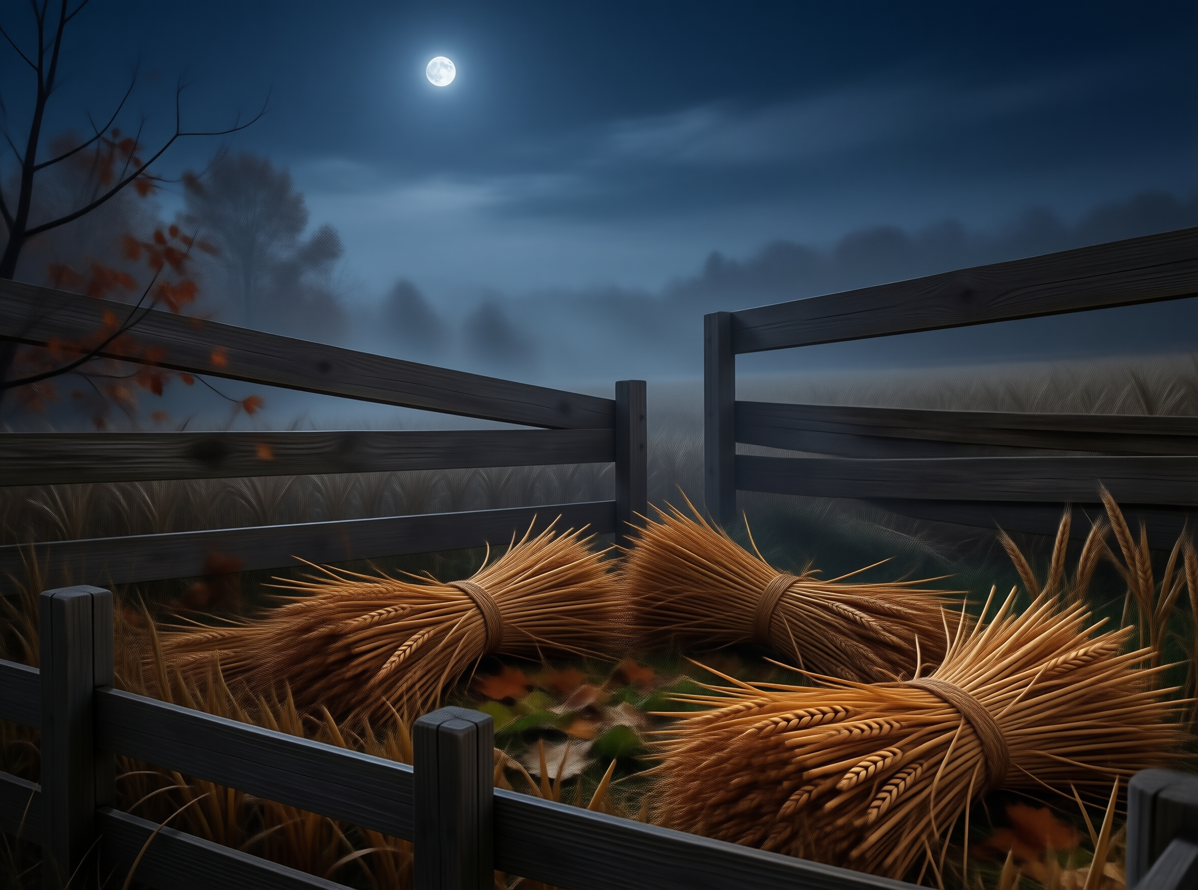 Moonlit Wheat Sheaves