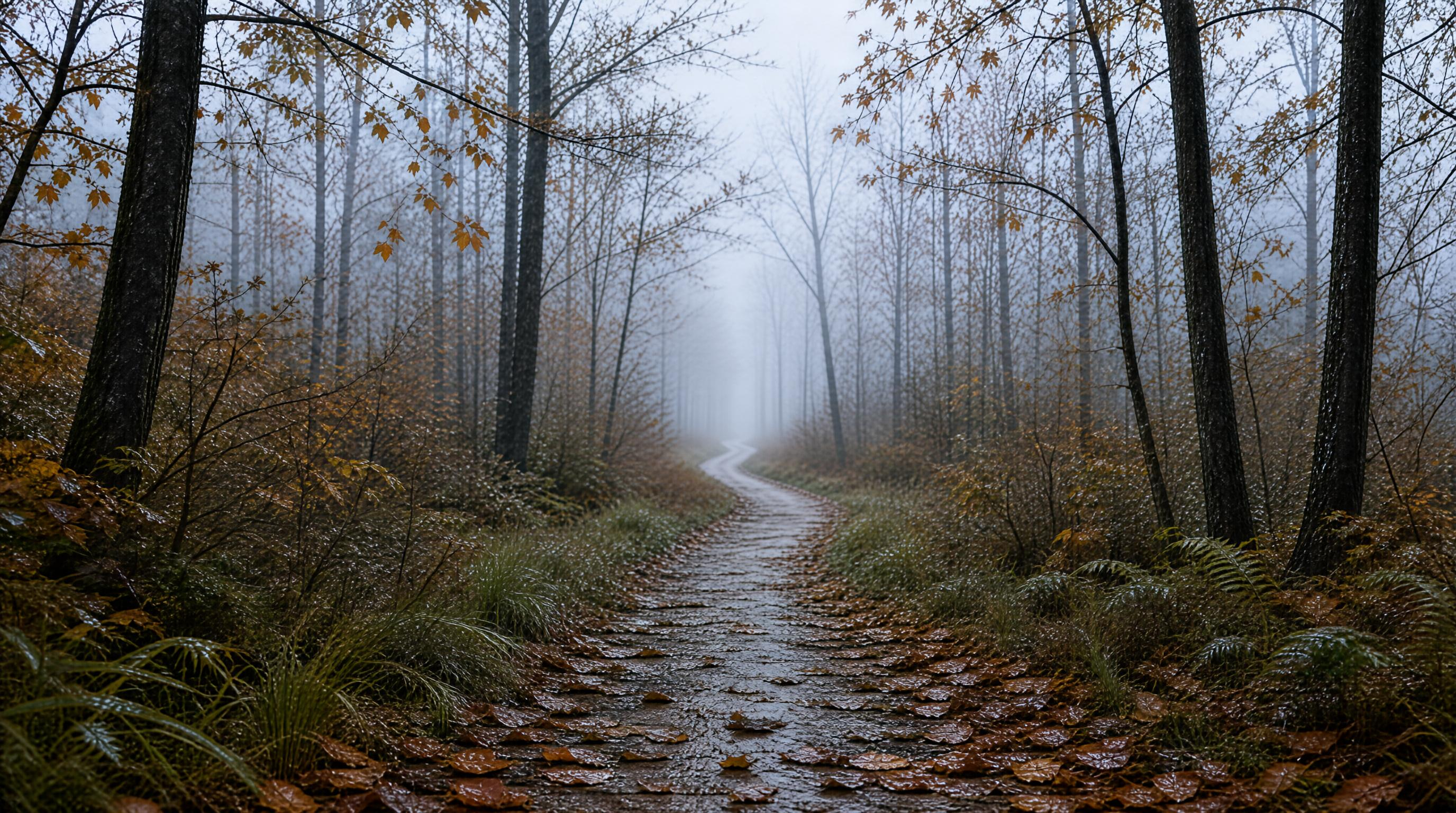 Misty Autumn Forest Path