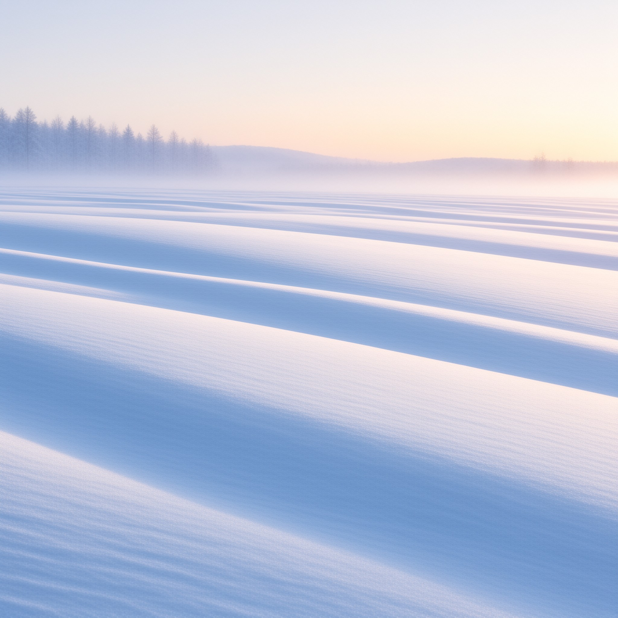 Snowy Landscape with Mist