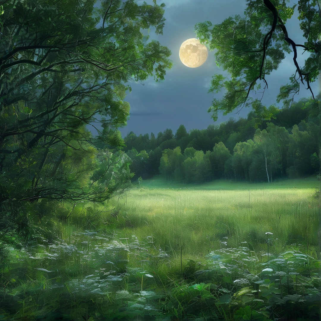 Moonlit Forest Scene