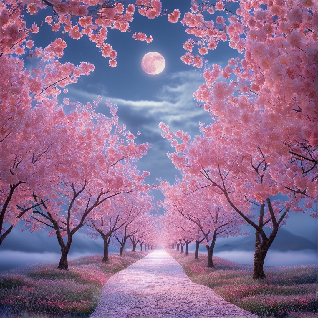Moonlit Cherry Blossom Path