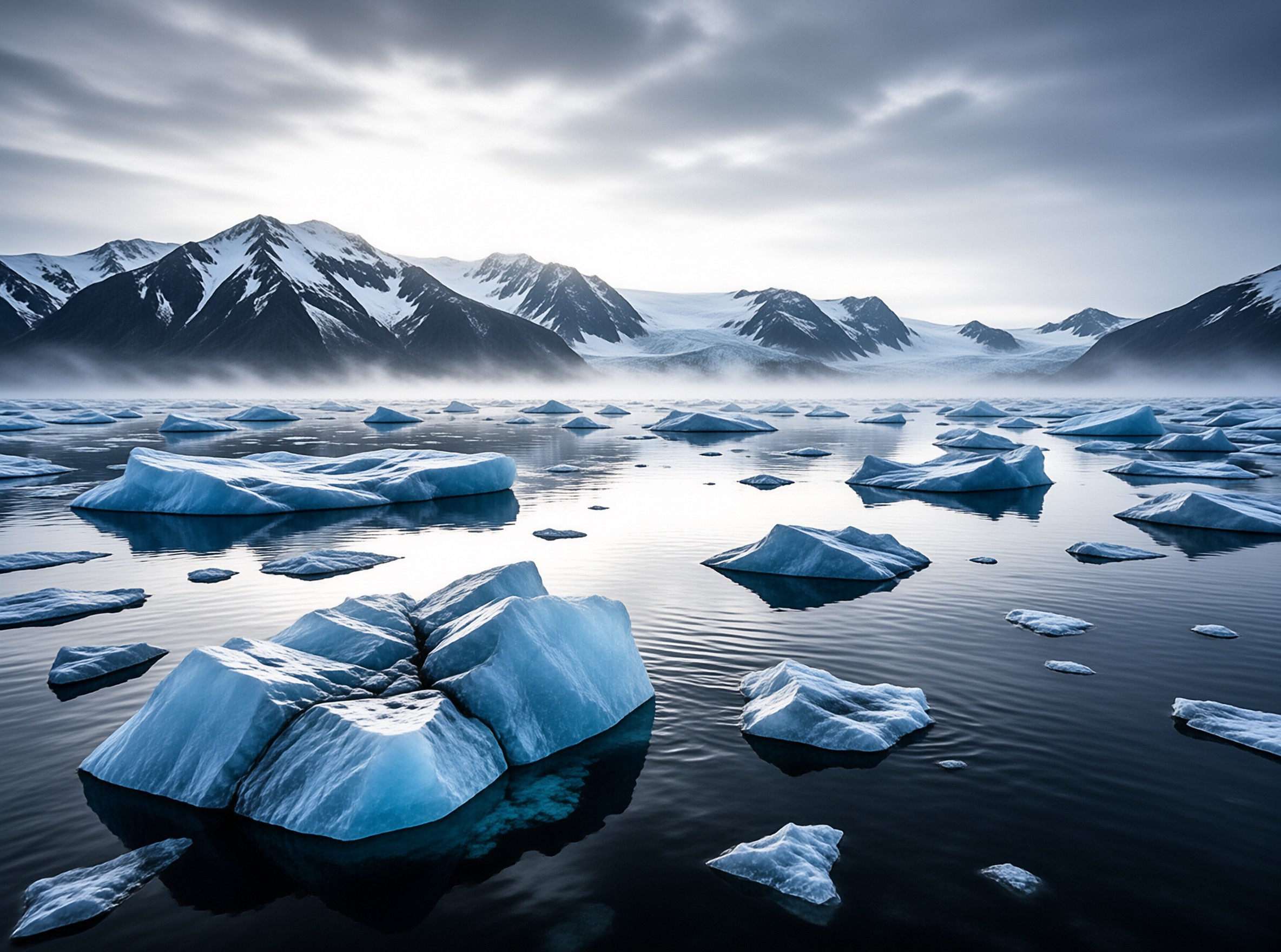 Serene Glacial Iceberg Lake