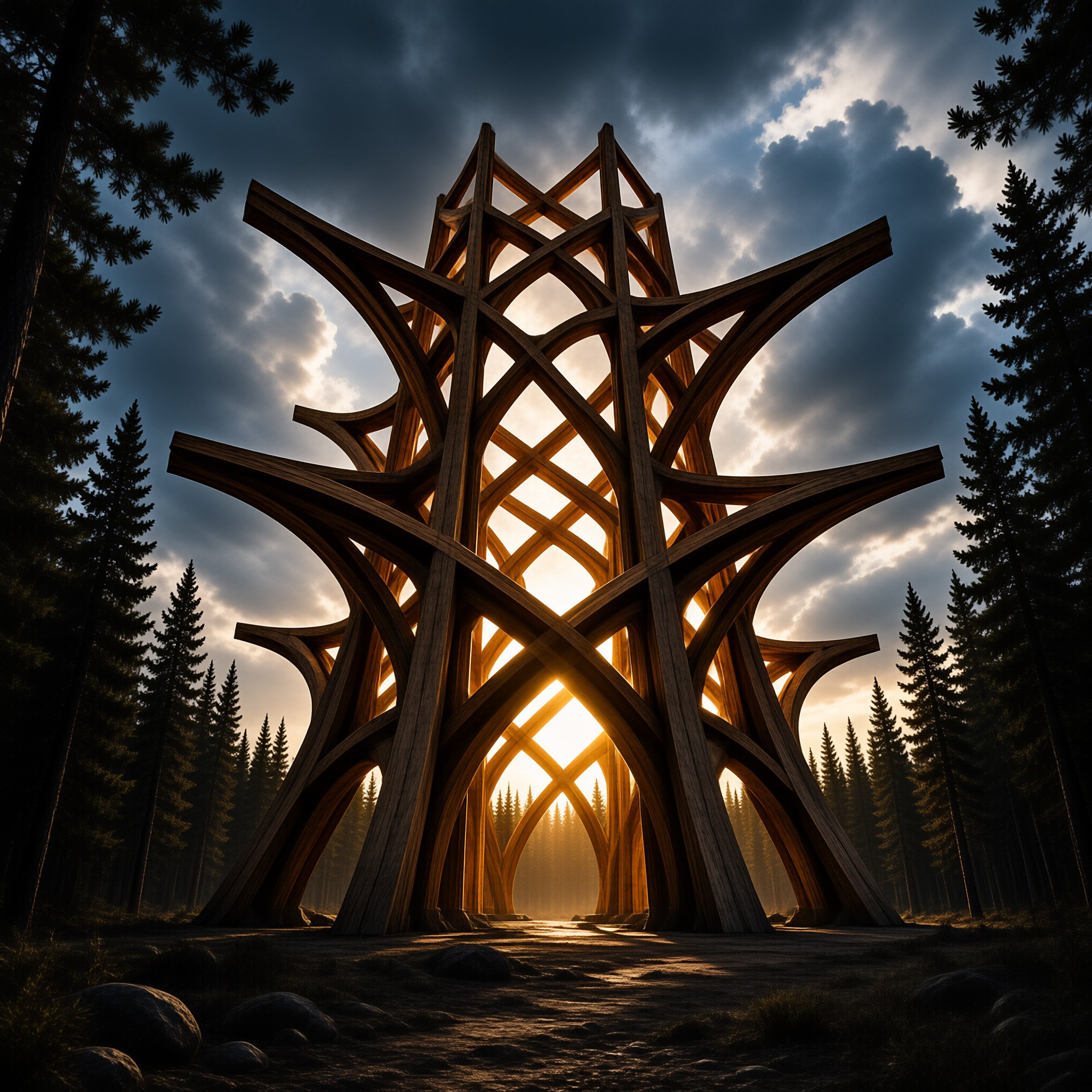 Wooden Structure in Forest