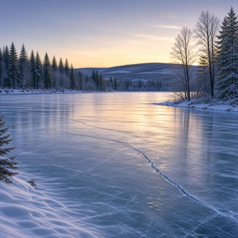 Frozen Lake at Winter Sunset