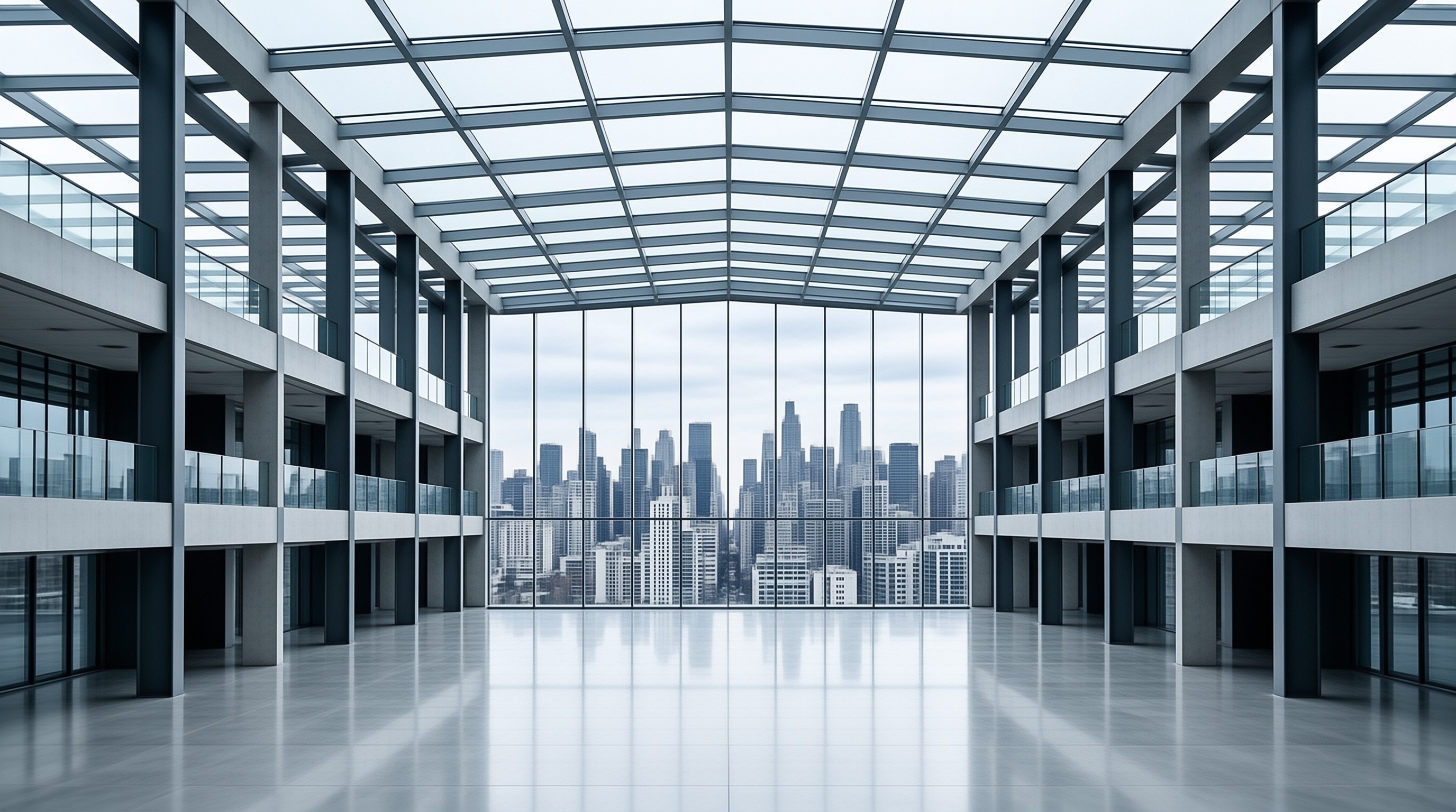 Modern Atrium with City View