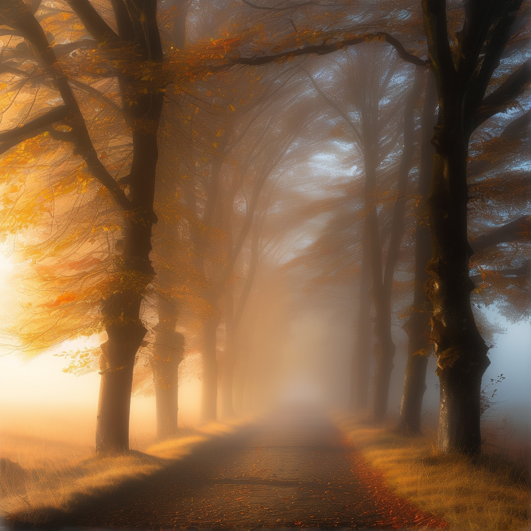 Misty Autumn Forest Path