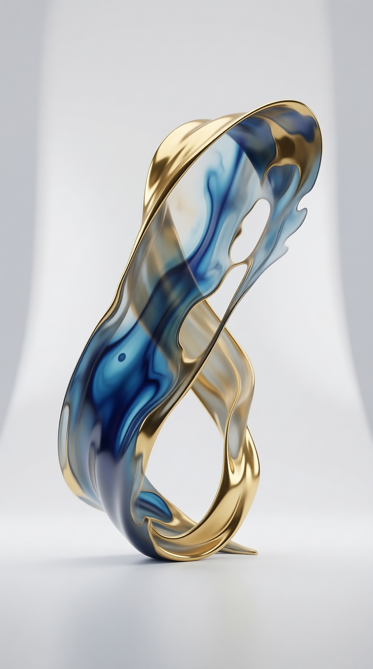 Abstract Gold and Blue Sculpture