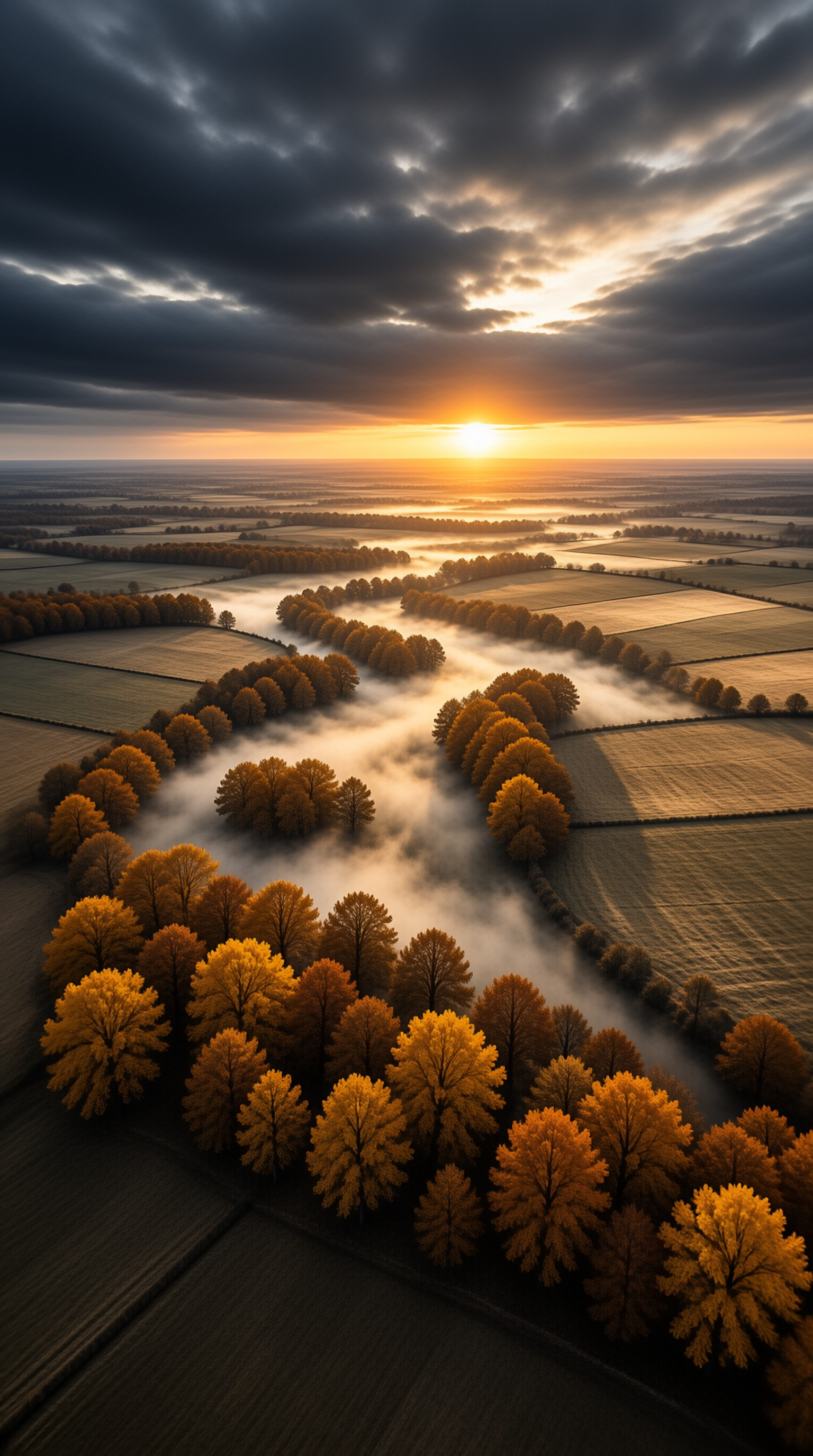 Autumn Woodland Aerial Landscape