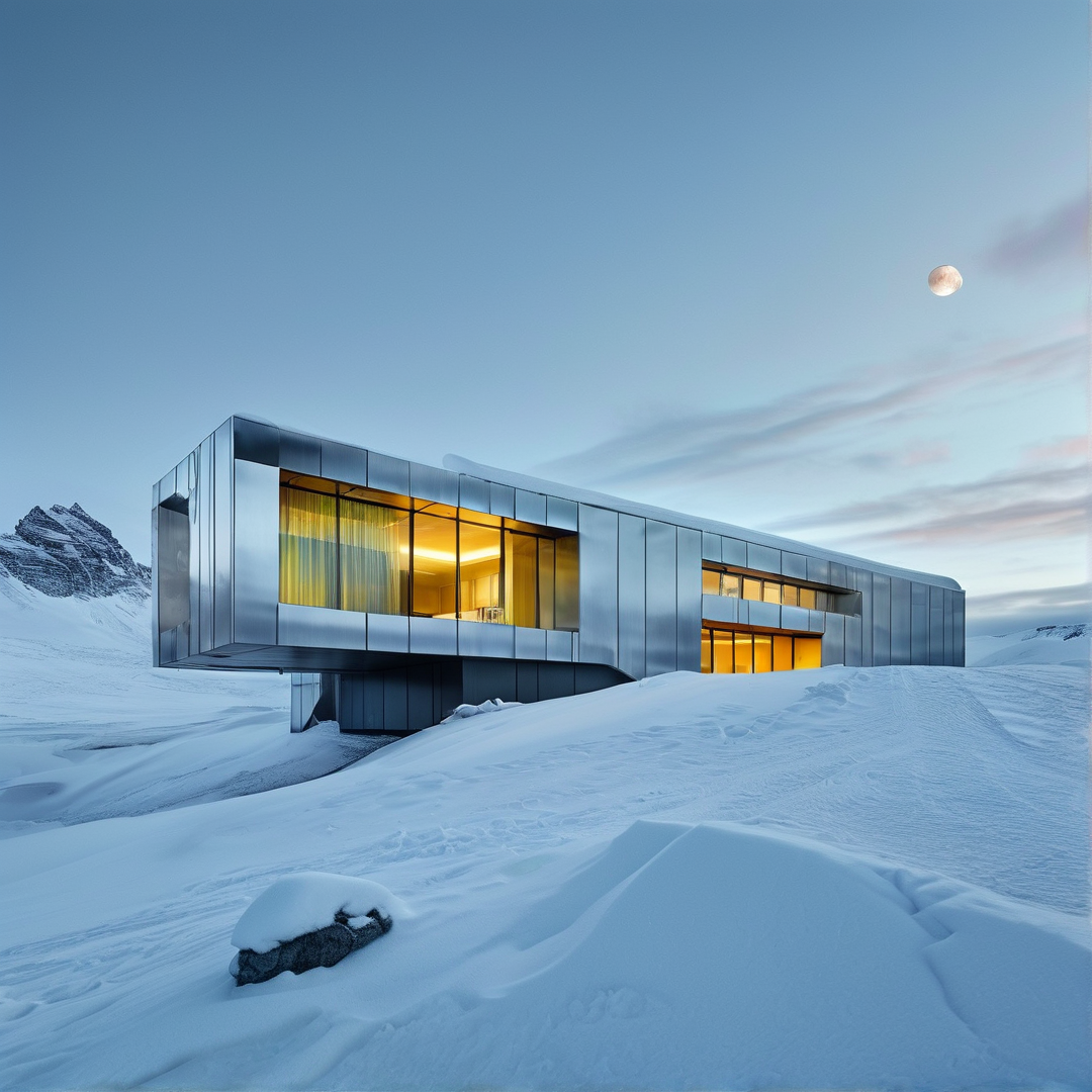 Modern Cabin in Snow