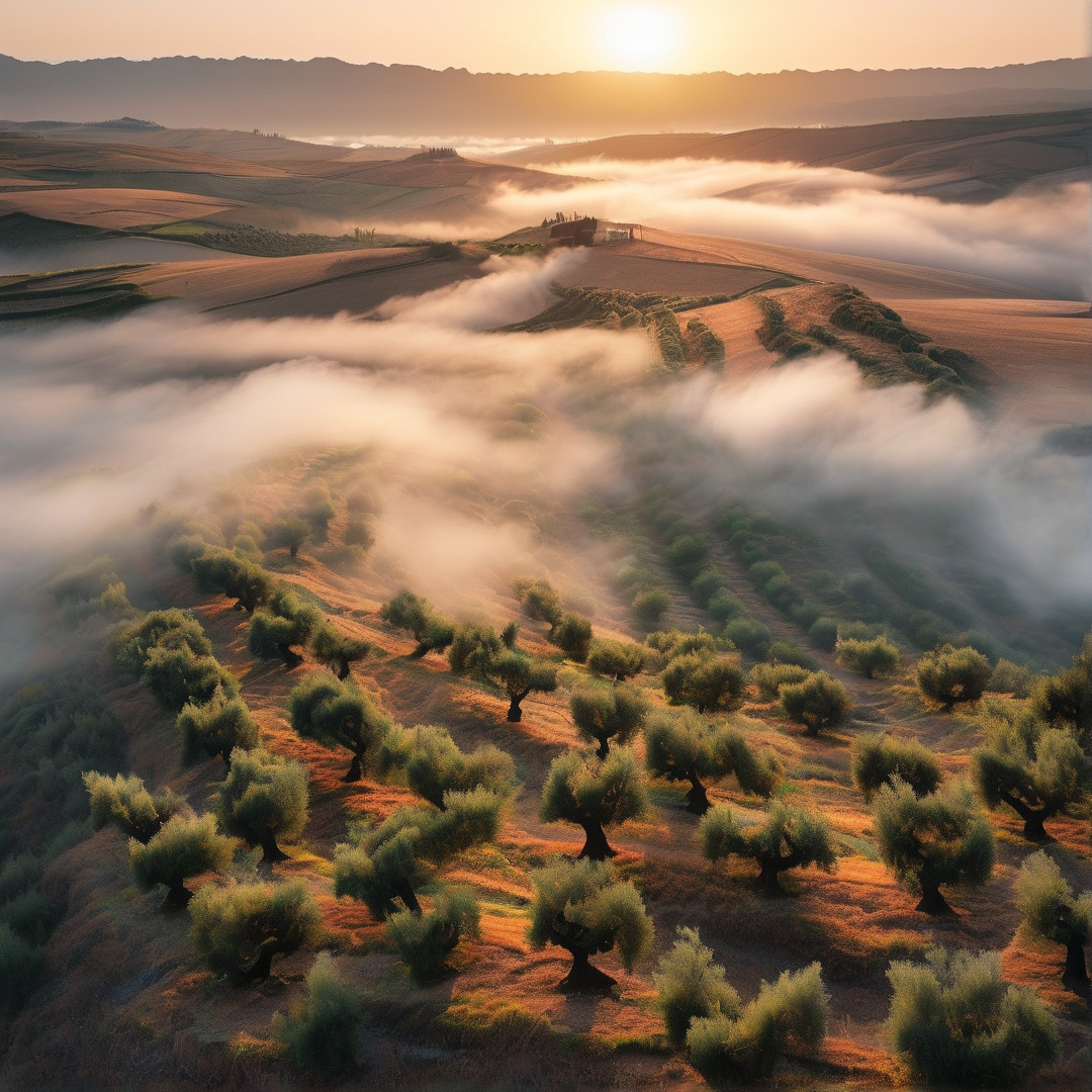 Sunrise Over Olive Groves