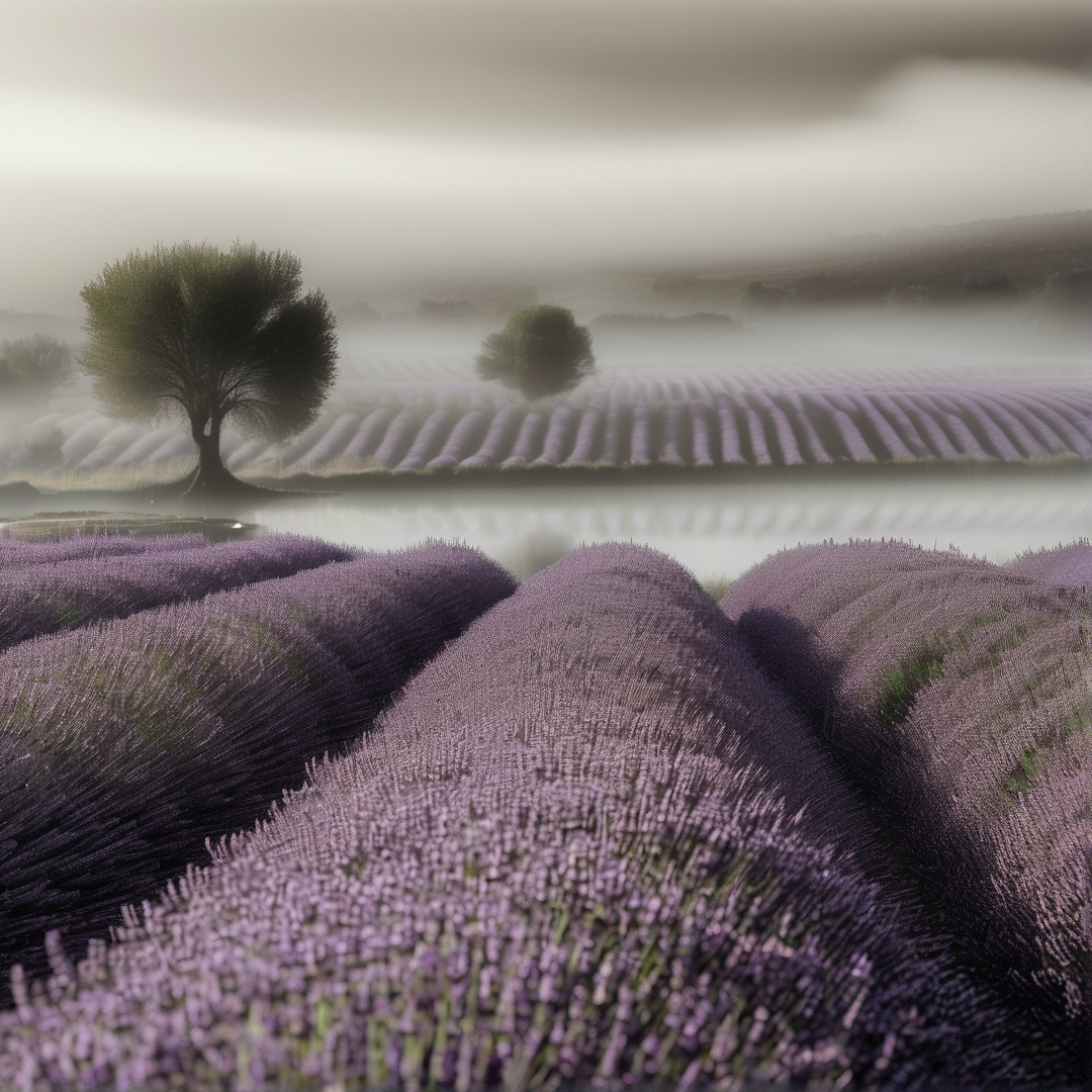 Misty Lavender Field