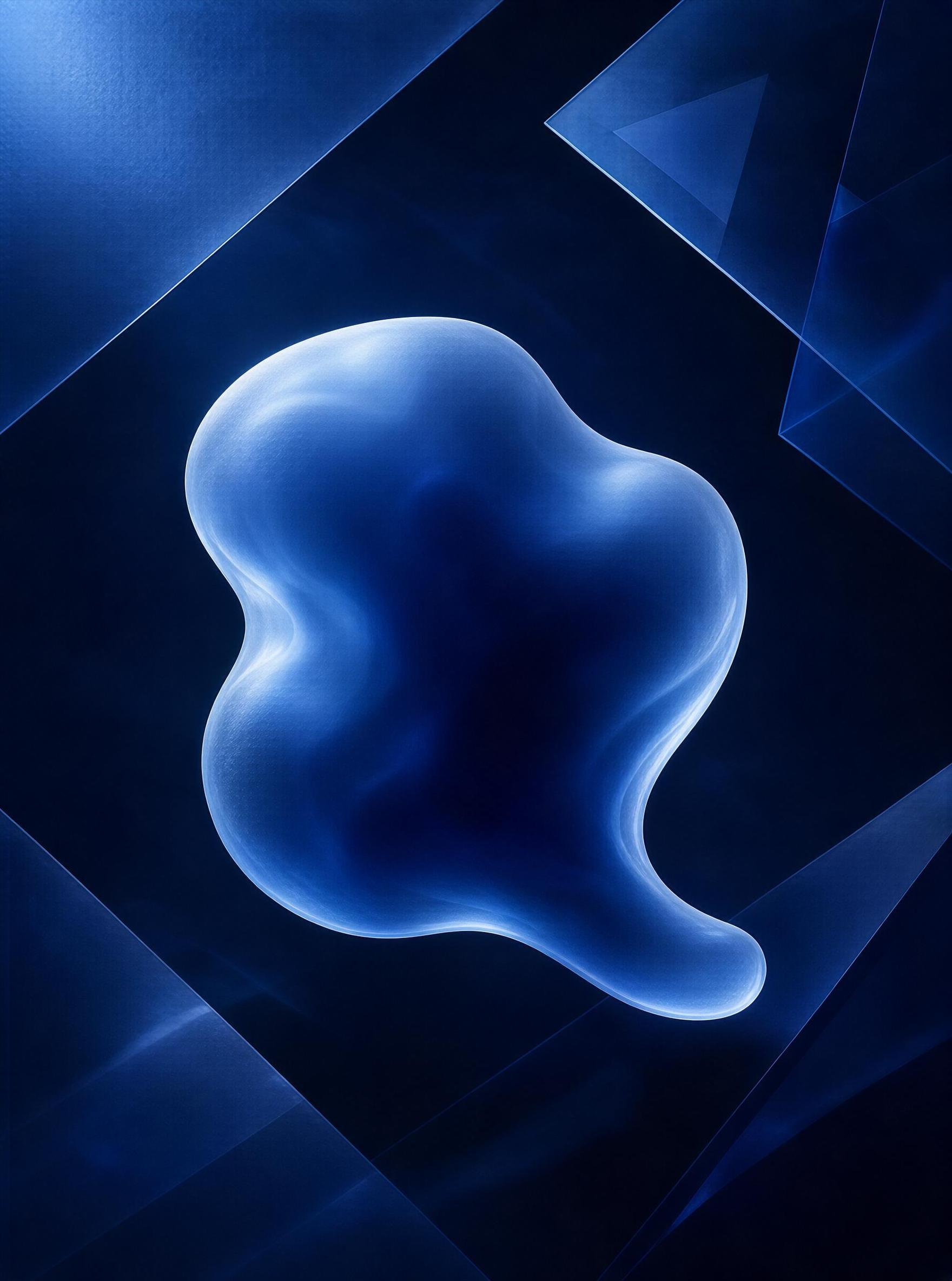 Abstract Blue Fluid Blob