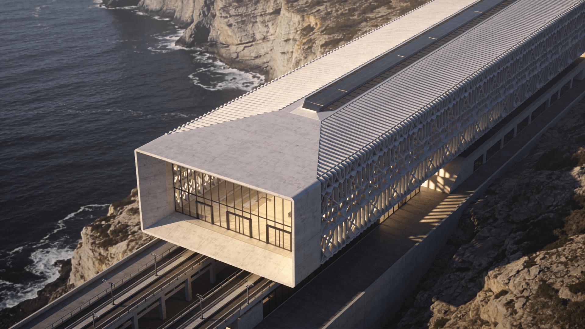 Terminal with Parametric Facade — Coastal Cliff