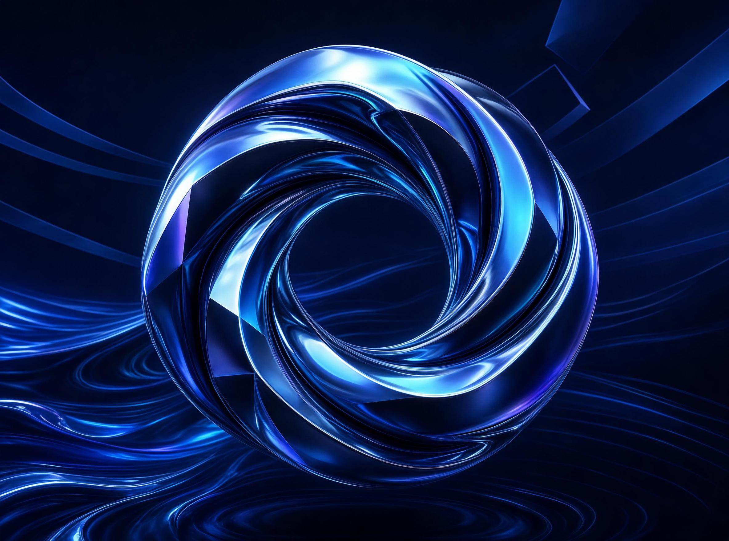 Abstract Blue Metallic Vortex