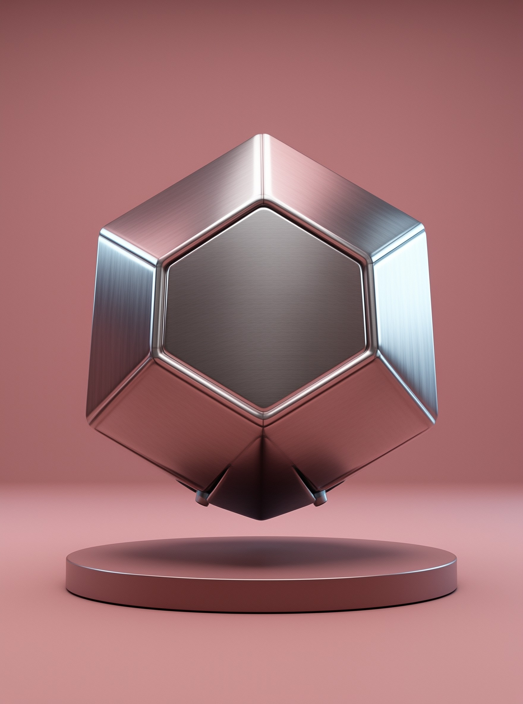 Floating Brushed Metal Hexagon