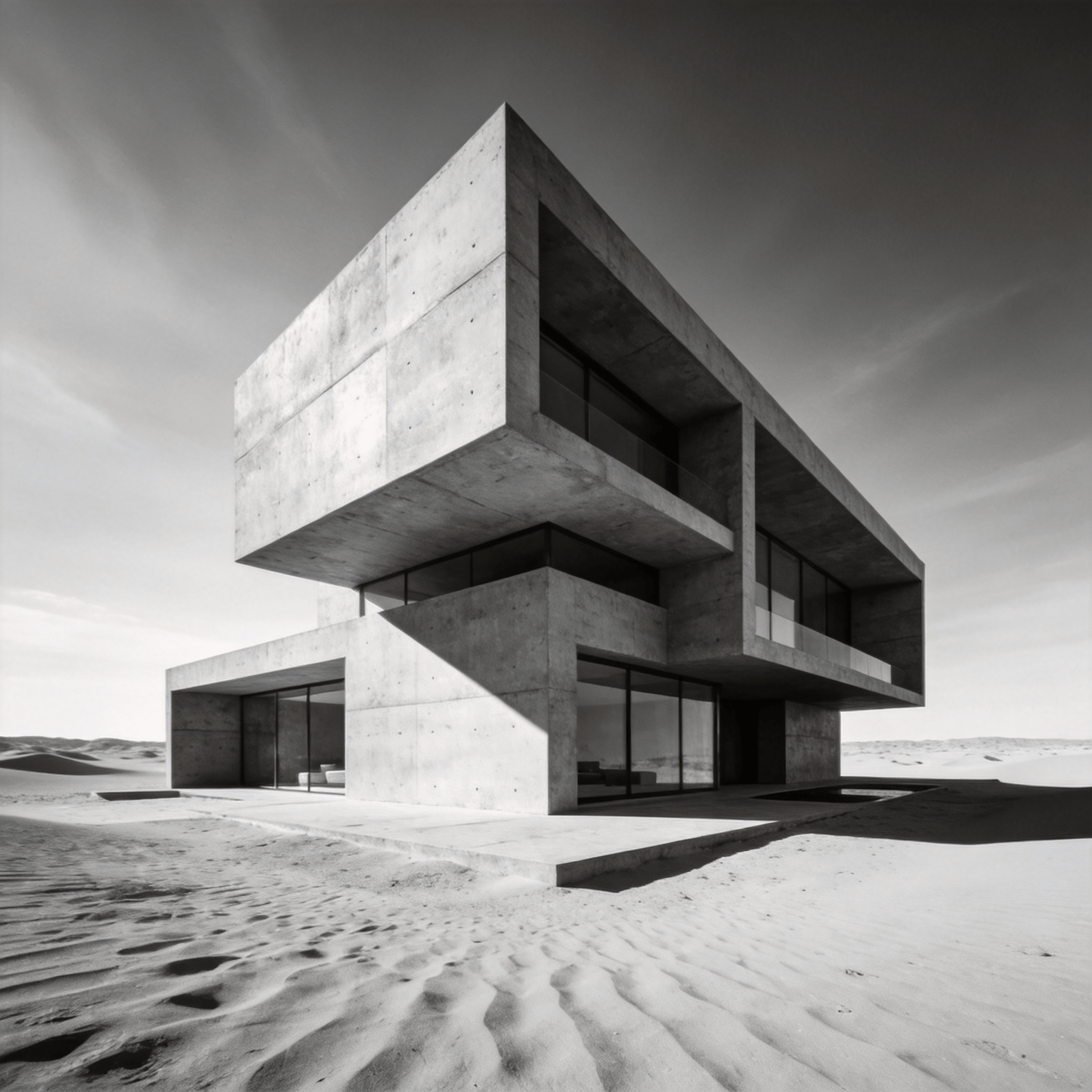 Villa with Brutalist Massing — Desert Plain