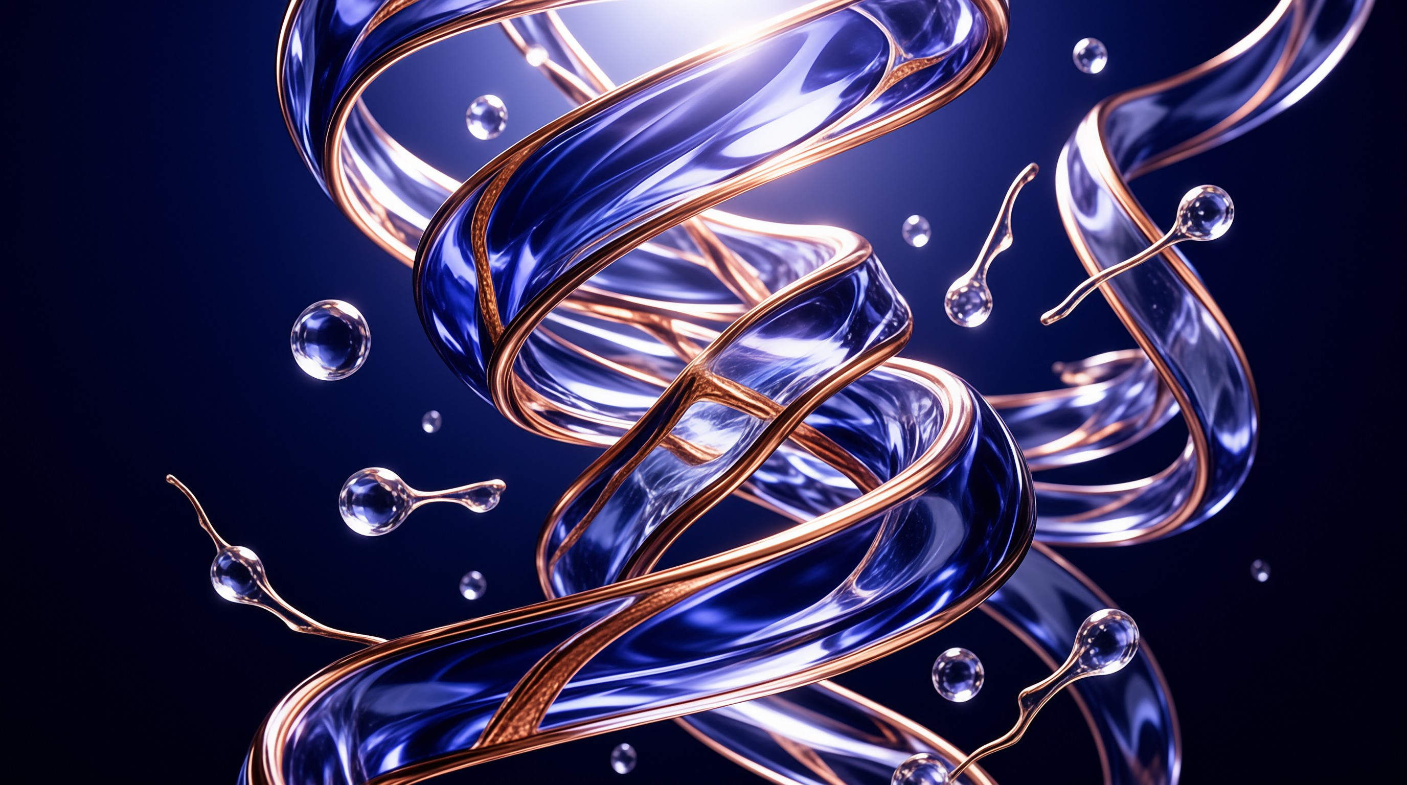 Abstract Blue Liquid Ribbons