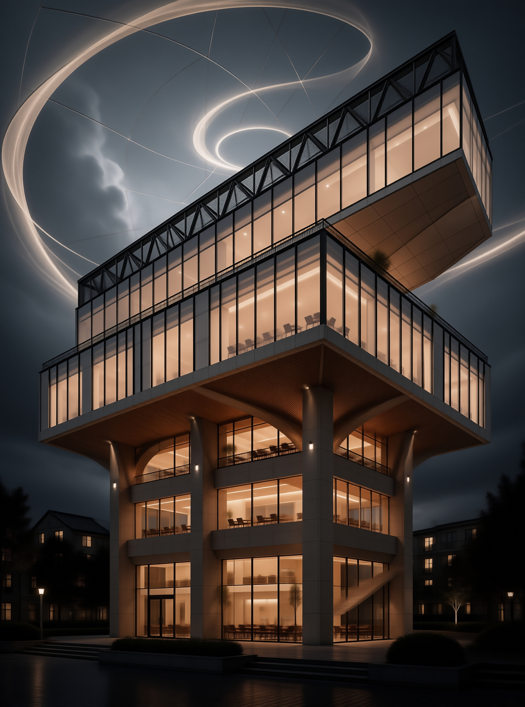 Futuristic Building at Night