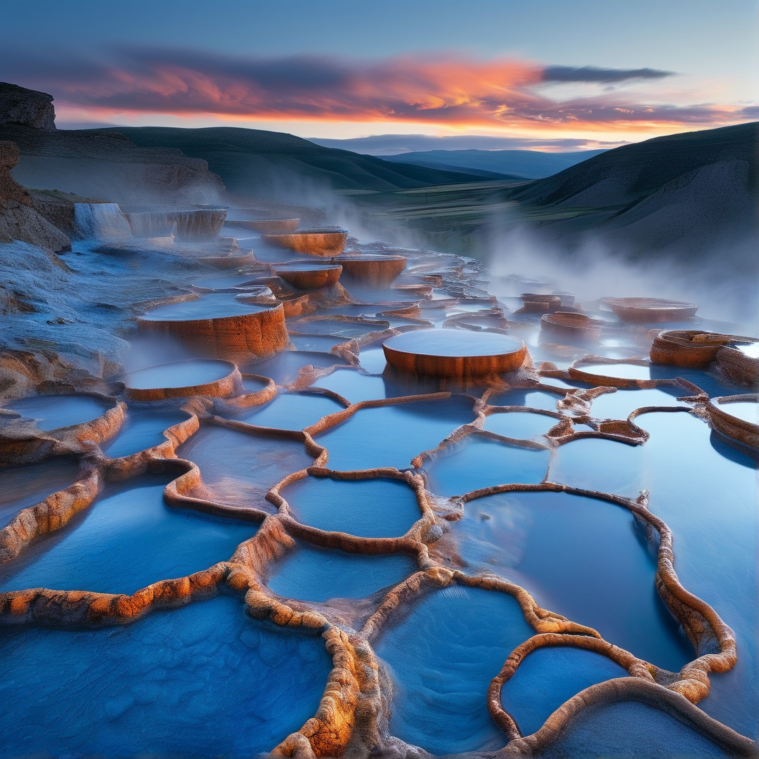 Terraced Pools at Sunset