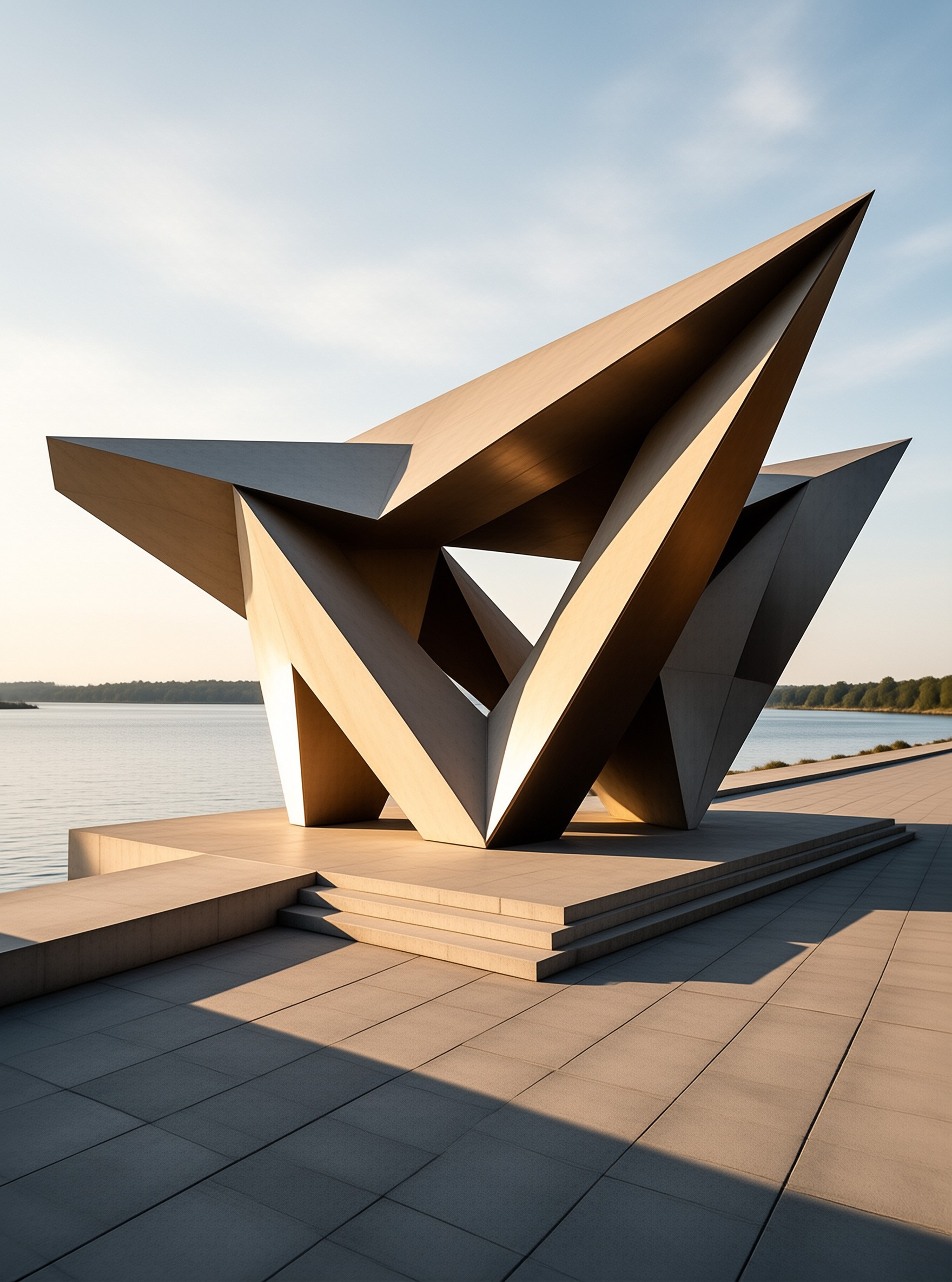 Geometric Sculpture by Water