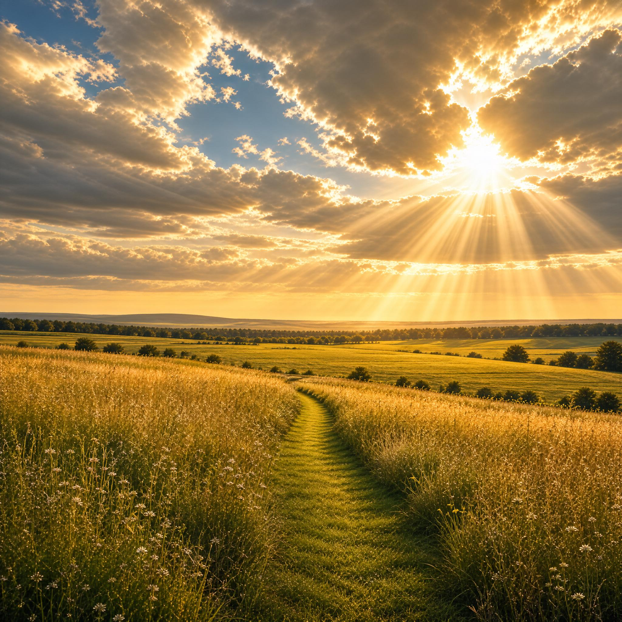 Golden Sunset Over Fields