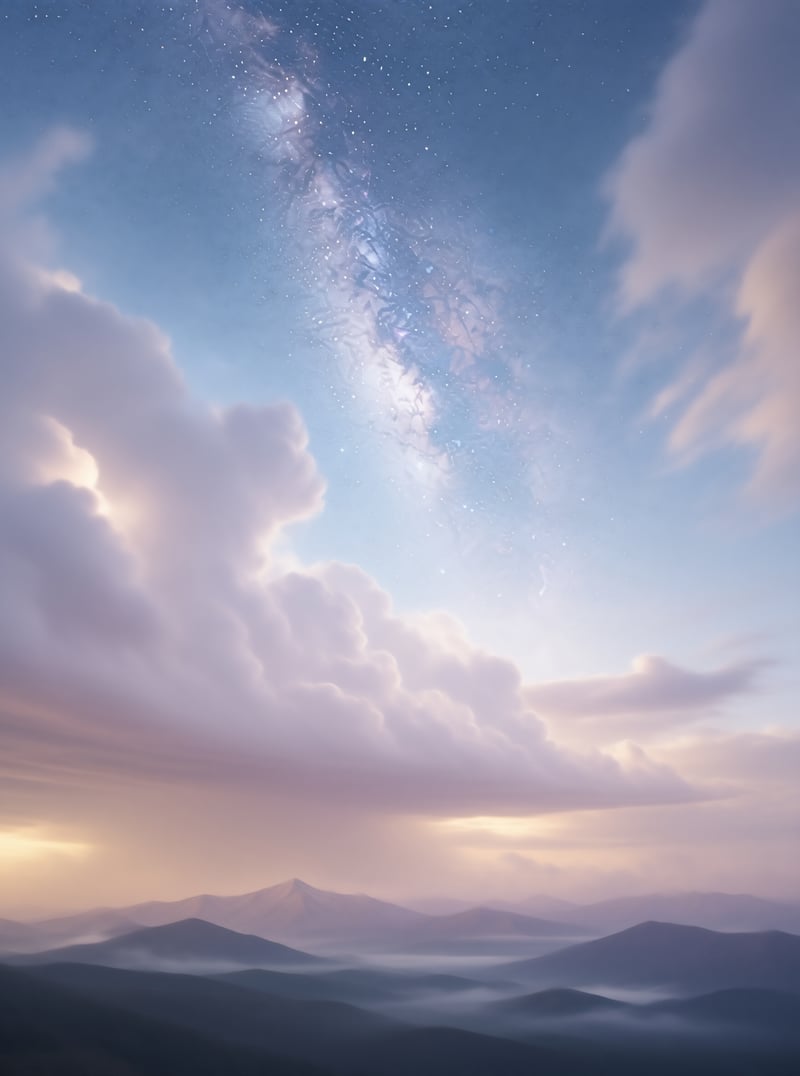 Starry Sky Above Mountains