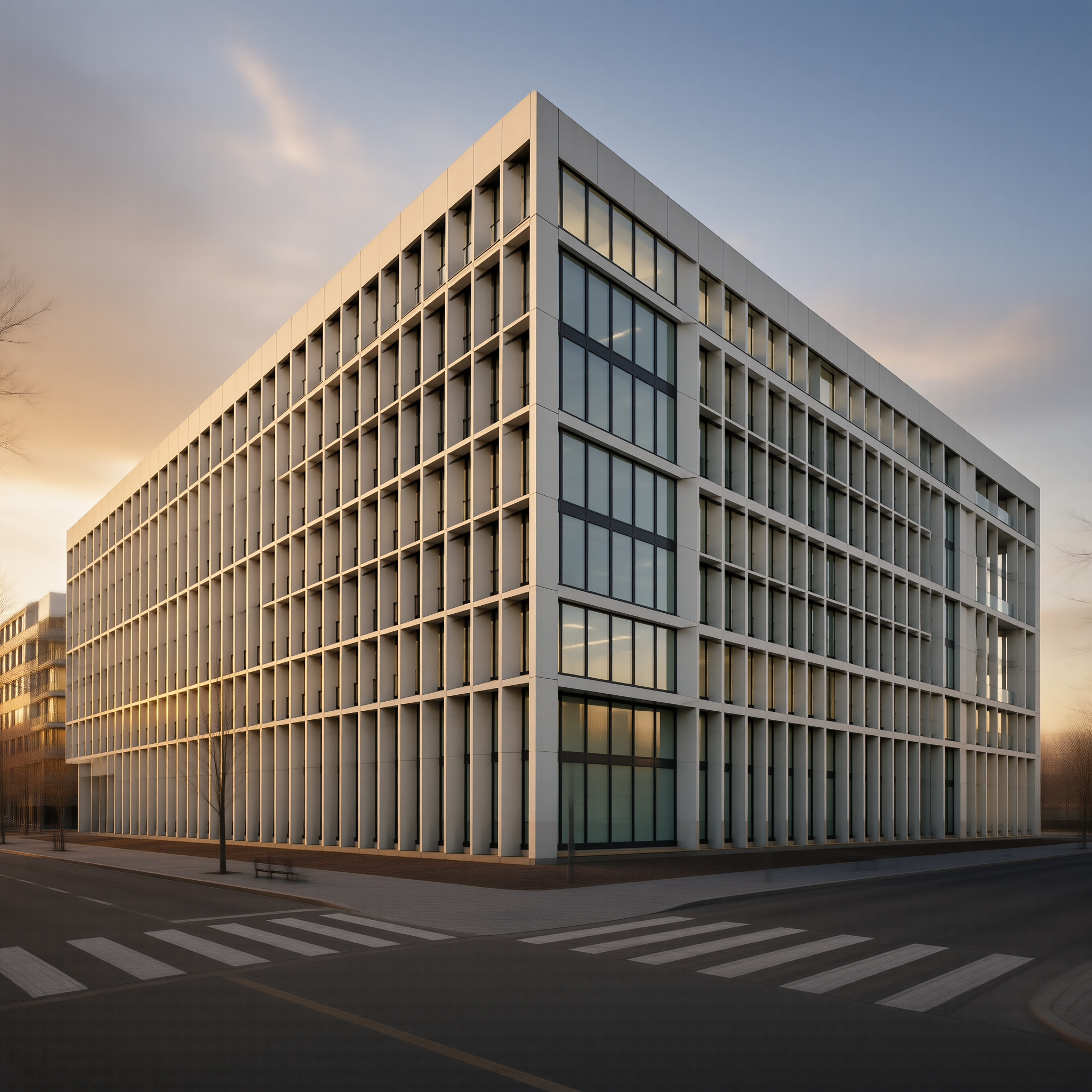 Modern Building at Sunset