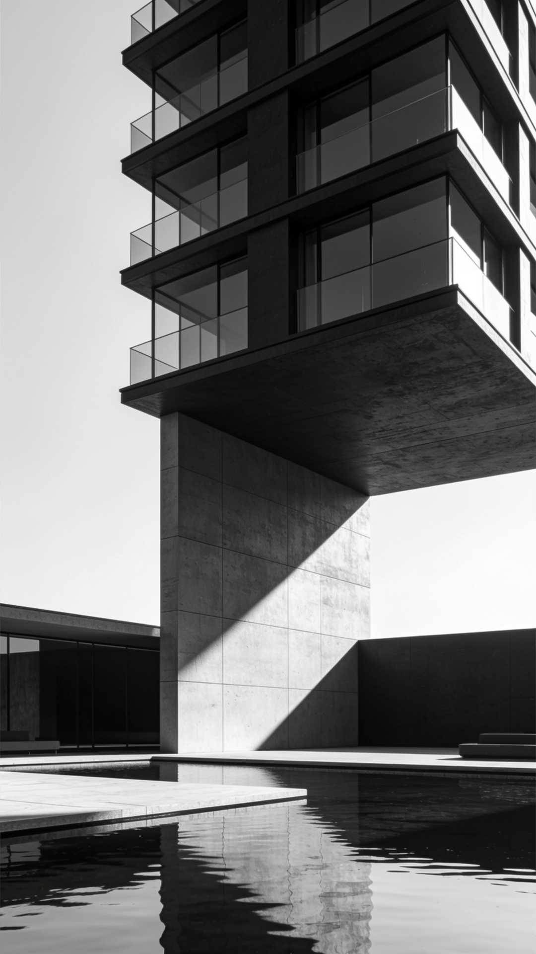 Tower with Floating Cantilever — Reflecting Pool