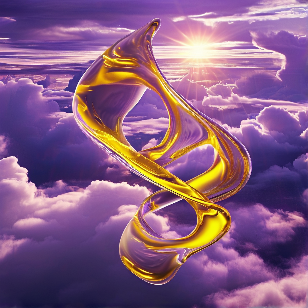 Golden Fluid in Purple Sky