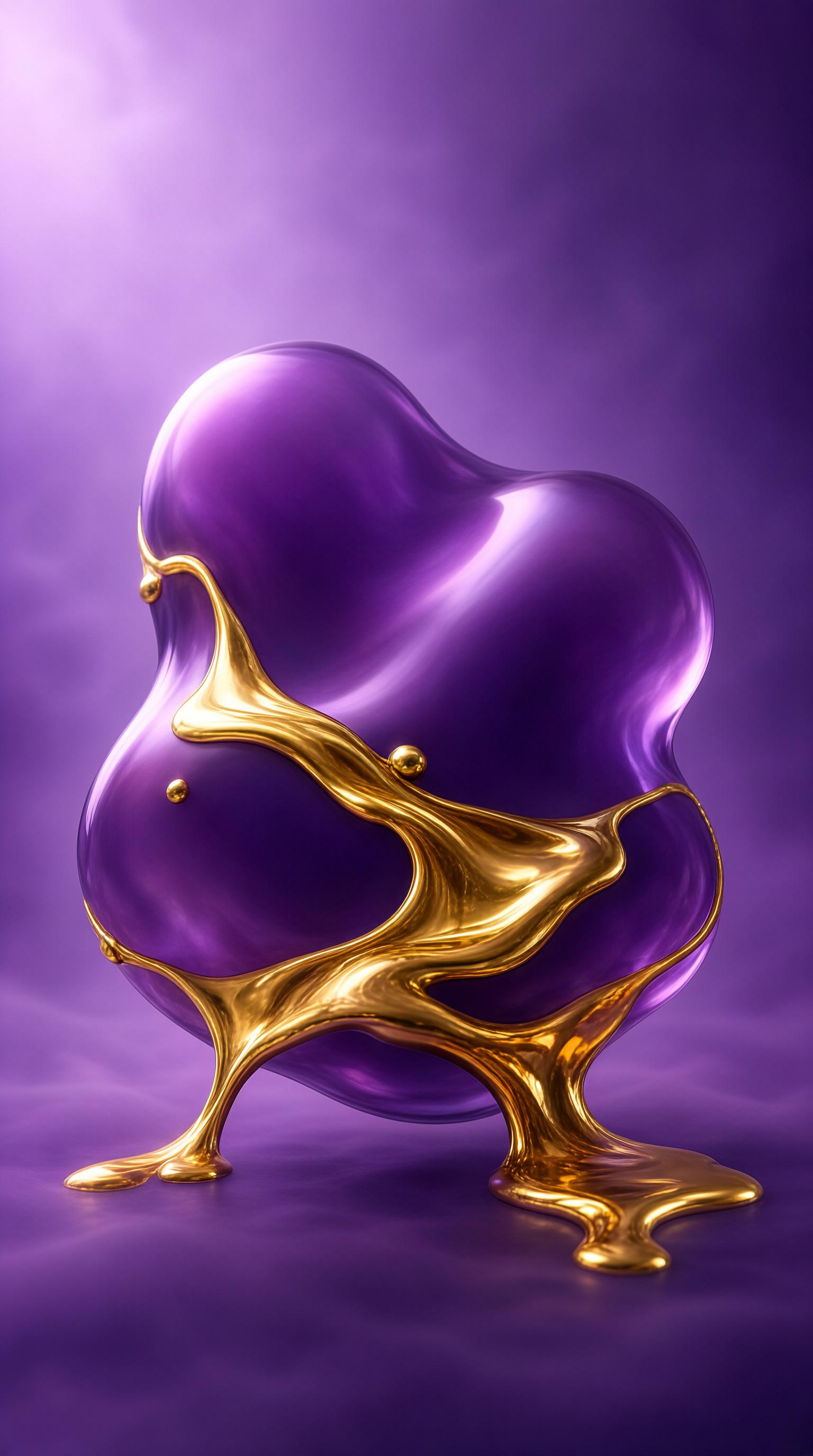 Purple and Gold Abstract Shape