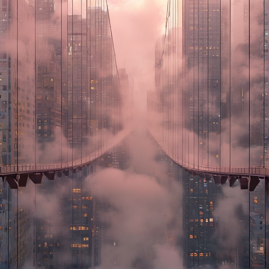 Surreal Misty Cityscape