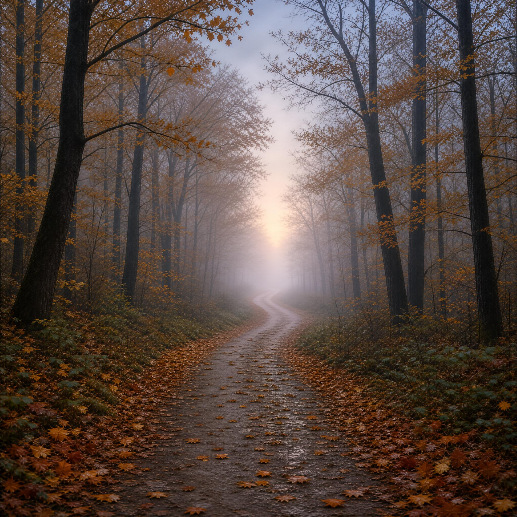 Misty Autumn Forest Path