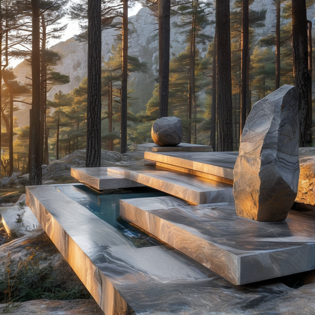 Stone Stepped Platform — Minimalist Study